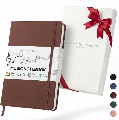 Beechmore Books A4 Music Manuscript Paper Notebook A4 120 GSM with Gift Box