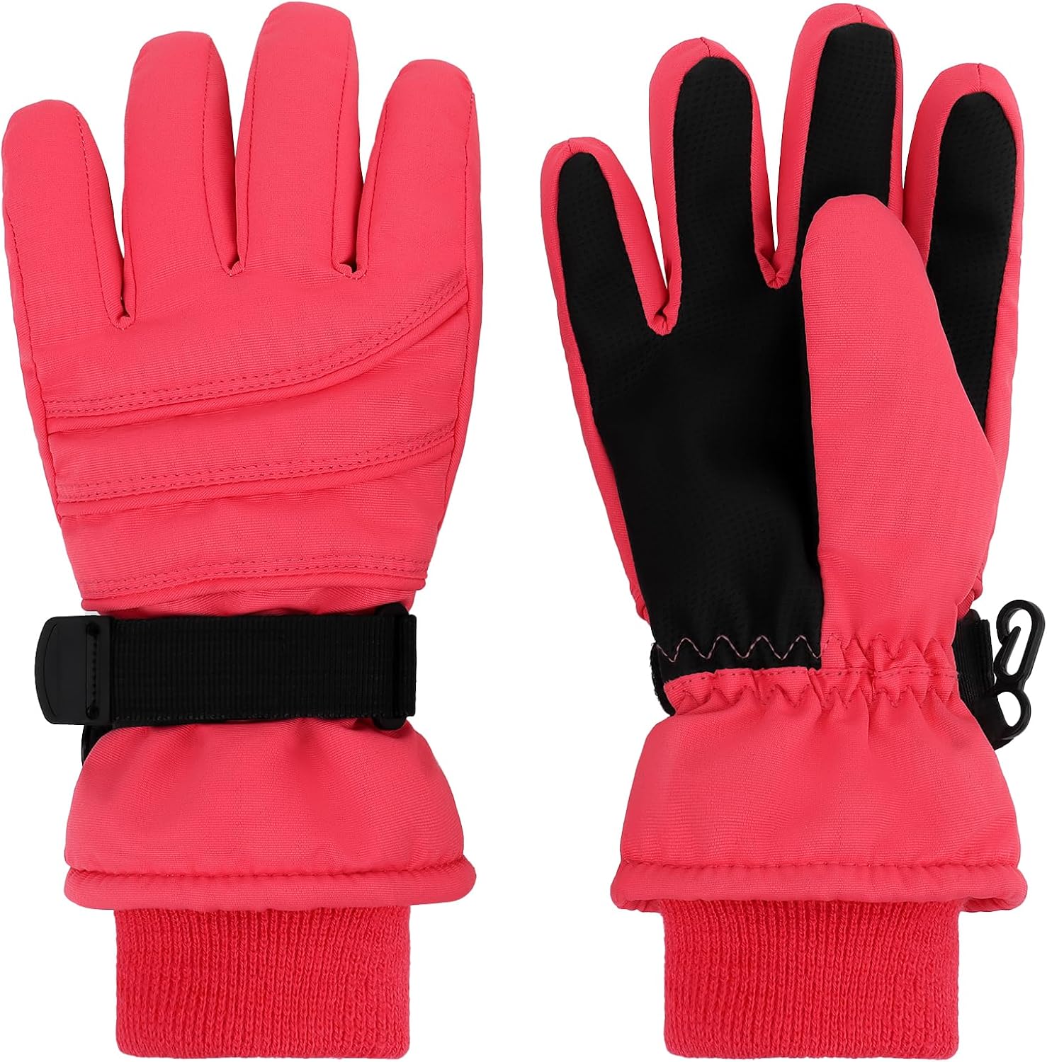 Duoyeree Kids Waterproof Ski Gloves Warm 5-Fingered Winter Accessories for Boys & Girls Aged 4-13.