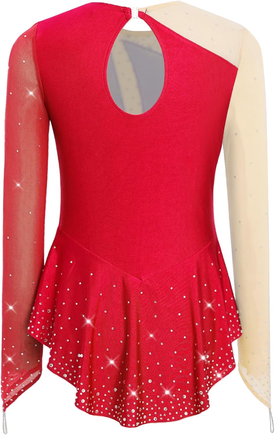 iiniim Kids Girls Sparkle Asymmetrical Skirted Leotard Dress | Long Sleeve Figure Ice Skating Dress Contemporary Tutu Skirted Leotard Ballet Lyircal Dance Costume