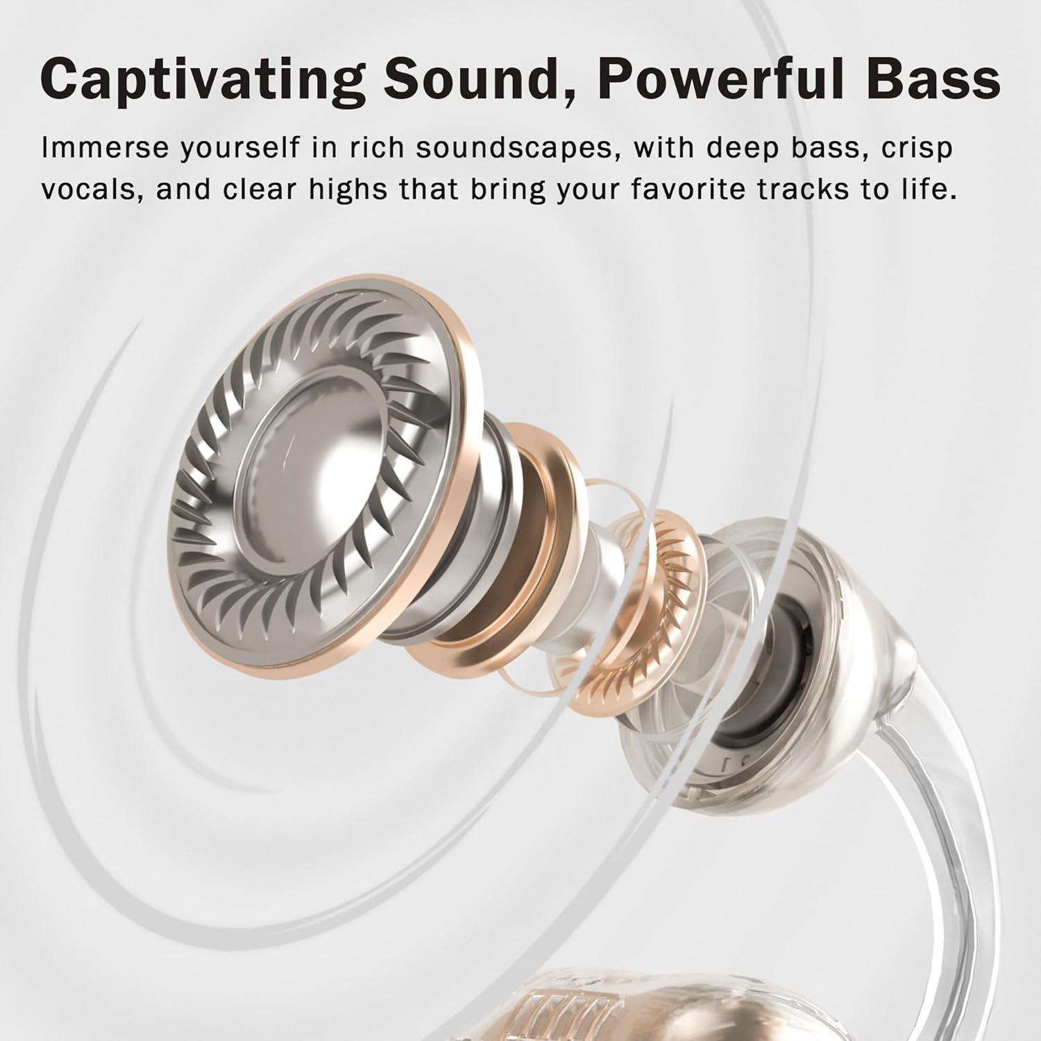 Open Ear Headphones Wireless Bluetooth OWS Hanging Earphones Ultra Open Clip on Earbuds with Mic, Noise Call, IPX5 Water-Resistant, Air Conduction Wireless Headset for Running, Cycling, Driving