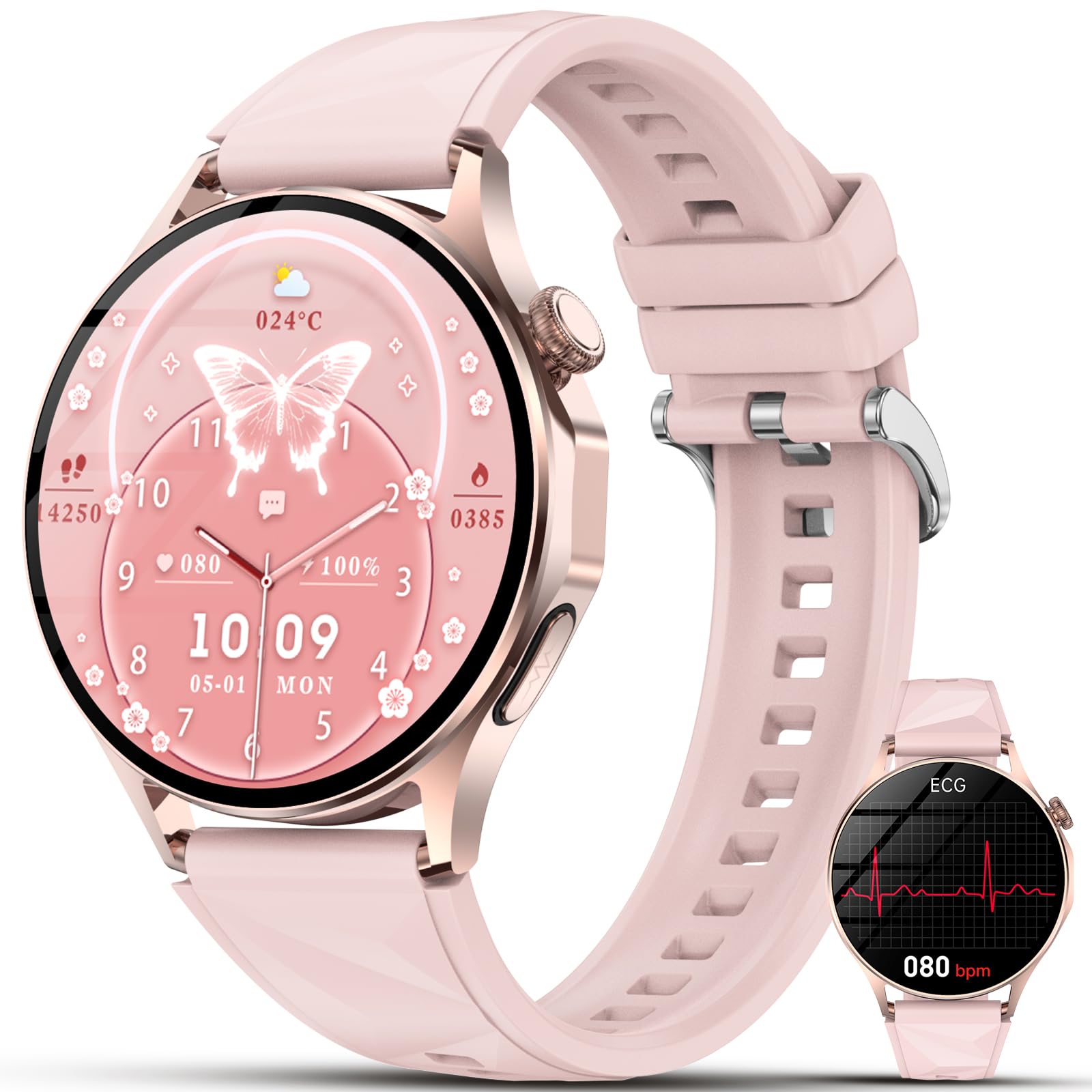 2026 Nuovo Smartwatch Donna con ECG/HRV/Acido Urico/Lipidi,1.32" AMOLED Orologio con 24H Chiamate, Pressione Sanguigna, Salute femminile, Cardiofrequenzimetro, Sonno, SOS, Fitness Watch Android e iOS