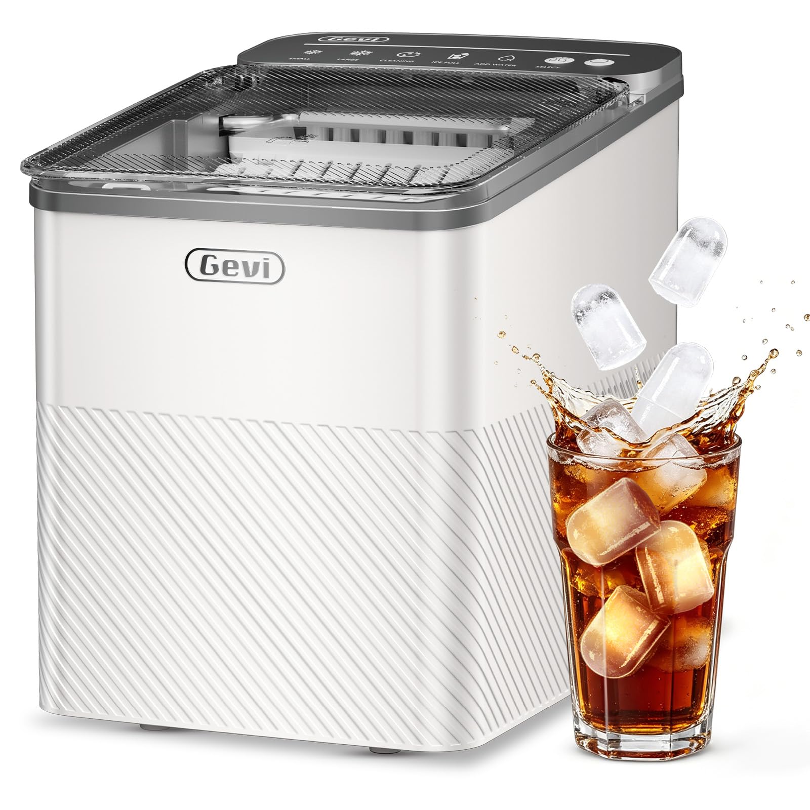 GEVI Klein Eiswürfelmaschine Crushed Ice - Eiswürfelmaschine Mini Selbstreinigend, 9 Eiswürfel in 6 Minuten, 12 kg/24H, Verdampfer Aus Essbarem Edelstahl SUS304 für Hausbar/Camping/Catering/Büro