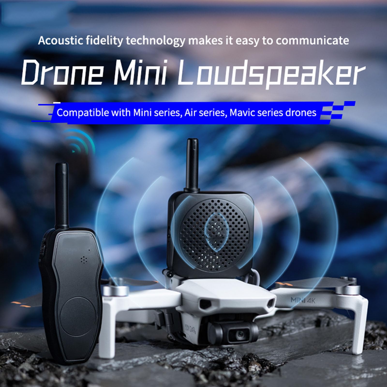 Mini głośnik montowany na dronie akcesoria Walkie Talkie, bezprzewodowy wzmacniacz głosu kompatybilny z DJI Mavic 3 / Mavic 3 Pro/Mavic 2/ Mavic Pro/Air 3/ Mini 3/ Mini 3 Pro/Mini 4 Pro