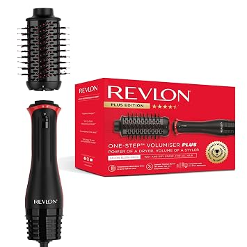 revlon professional one-step volumiser plus (removable head ceramic titanium plate mixed styling bristles with activated carbon pins tourmaline ionic technology) rvdr5298e