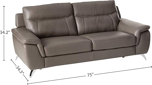 Miniatura 5 de Cortesi Home Chicago Leather - Sofá biplaza de 66 pulgadas, color gris