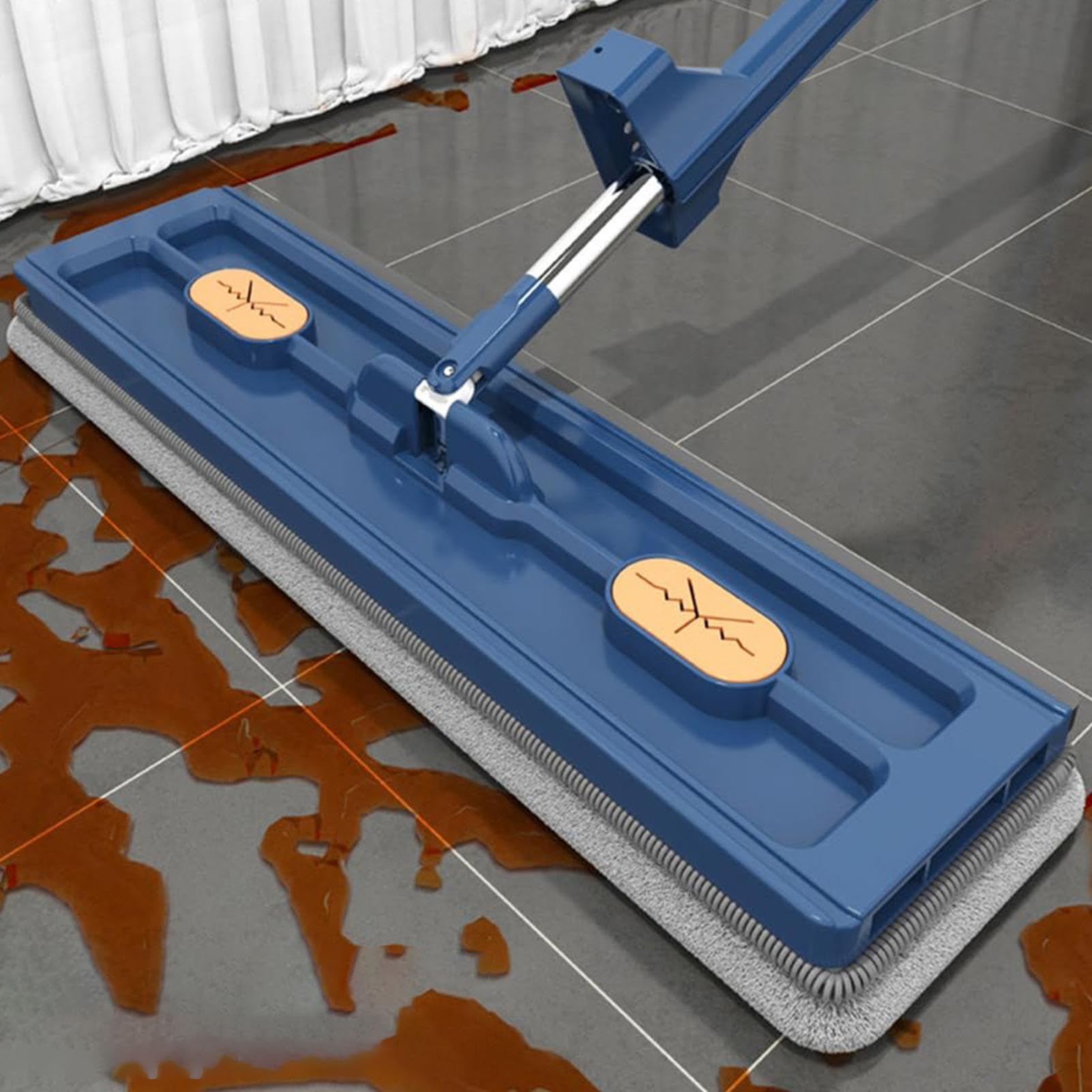 Fregona de Cabeza Plana, fregona Plana para Limpieza de Suelos | Limpiador con Mango Largo | Fregona de Microfibra con 2 Almohadillas de Microfibra Lavables para Madera Dura
