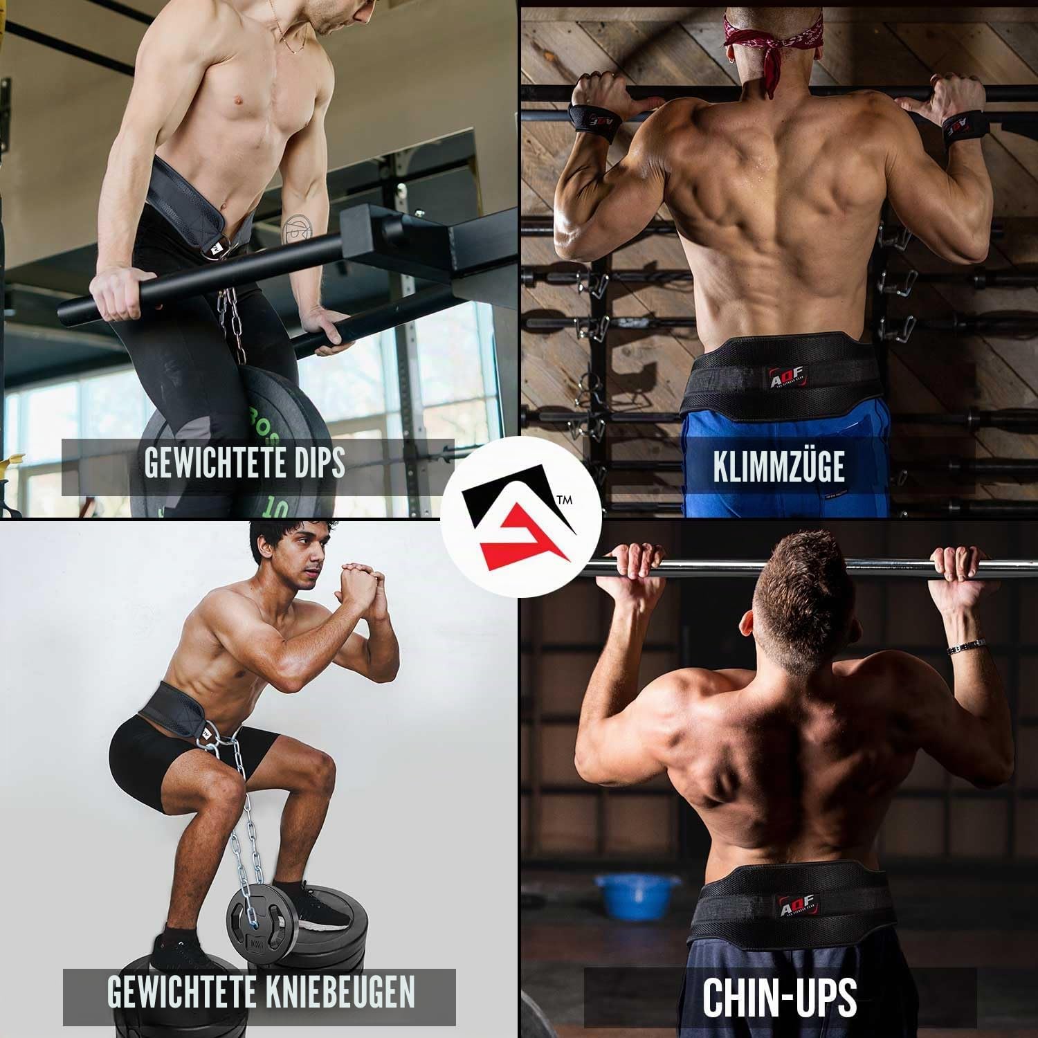 AQF Dip Gürtel für Gewichtheben | Gewichthebergürtel mit 36" langer Stahlkette | Neoprengepolsterter Rückenstützgürtel für Kraftdreikampf, Bodybuilding, Fitness und Klimmzüge