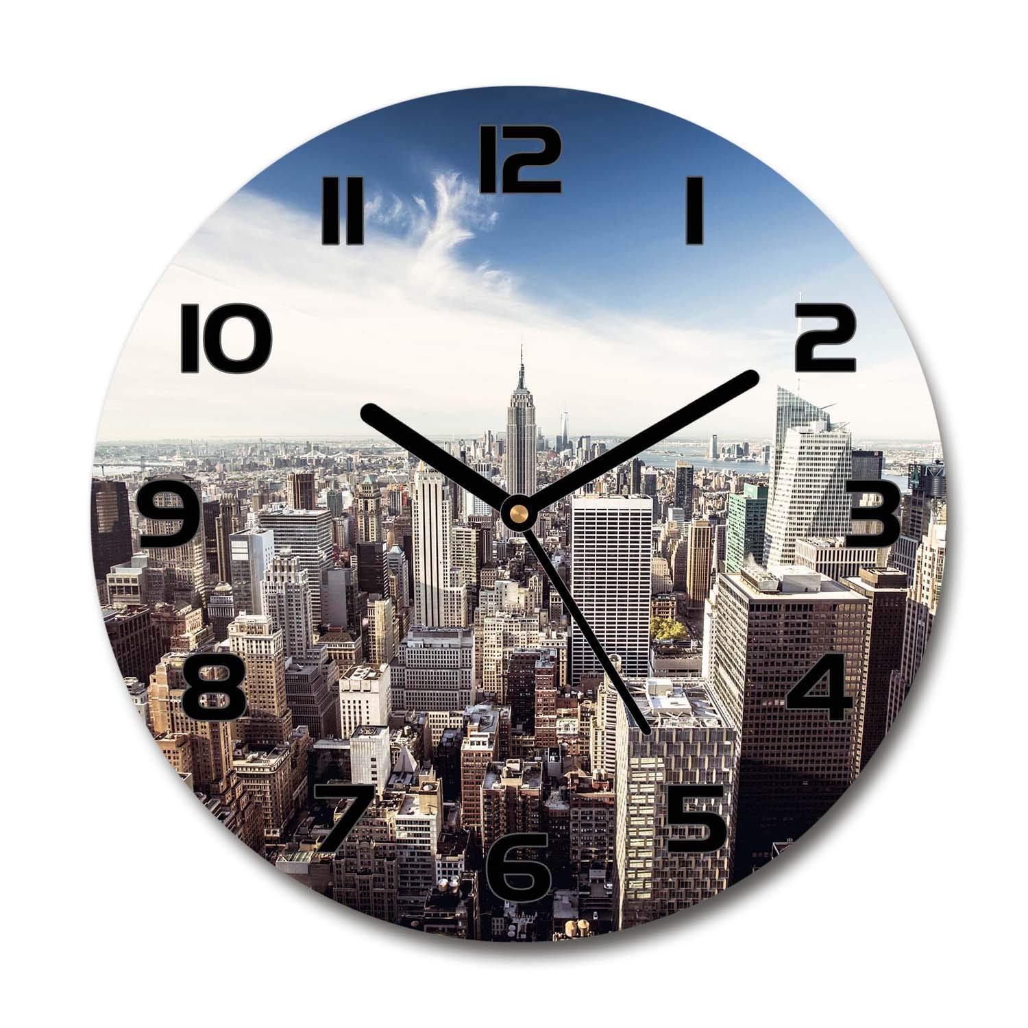 Horloge en verre rond 30cm Tulup silencieuse sur pied design New York