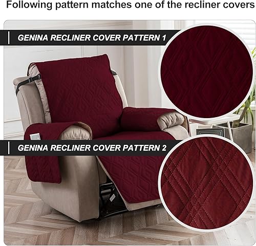 Miniatura 7 de Funda reclinable 100% impermeable para sillón reclinable, funda reclinable para sala de estar (rojo vino, 23 pulgadas)