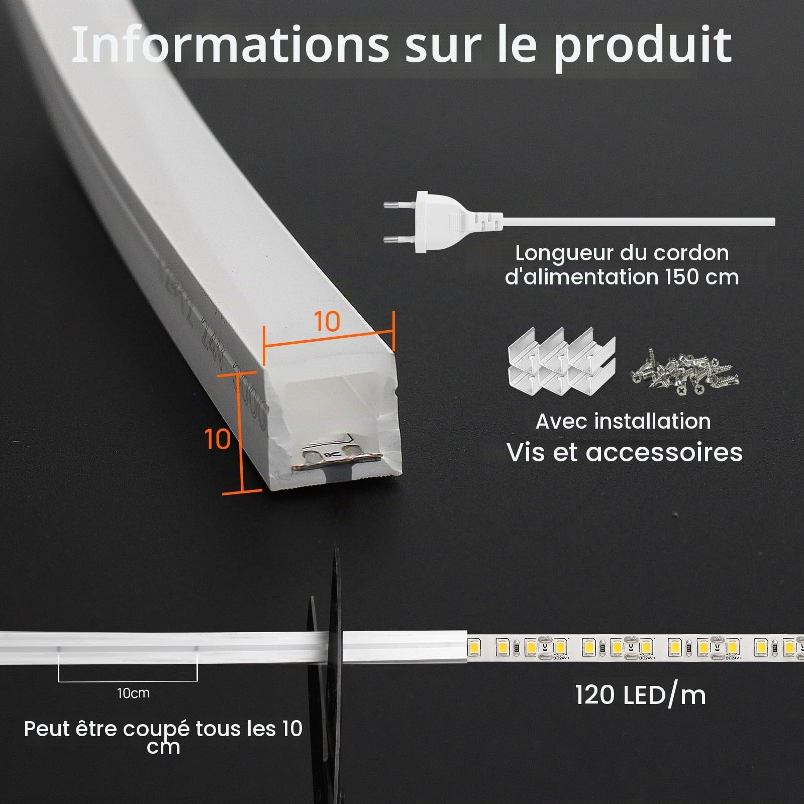 Neon Ruban LED Exterieur 15m, Silicone Néon Bandeau Led 220V Exterieur Etanche Ignifuger IP65 Bande LEDs DIY Flexible Blanc Chaud 3000K Découpable Rubans à Leds 120LED/m Avec Alimentation