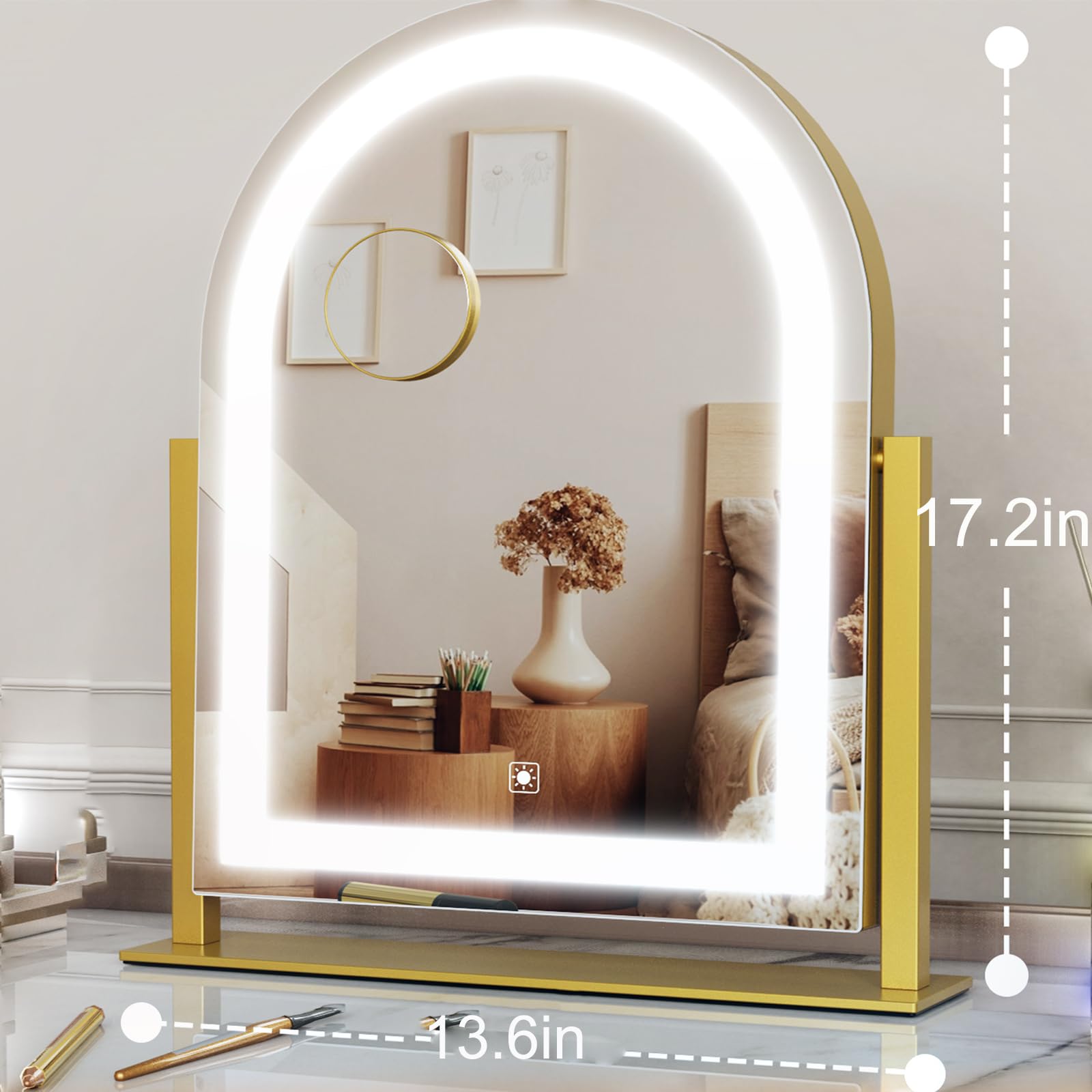 Gvnkvn Arched Makeup Vanity Mirror with Lights 17.2