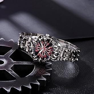 CARLIEN Gothic Claw Watch for Men – Unique Stainless Steel Wristwatch, Luminous Hands, Waterproof Quartz Movement, Futuristic Melting Style, Cool Red & Green Color Options