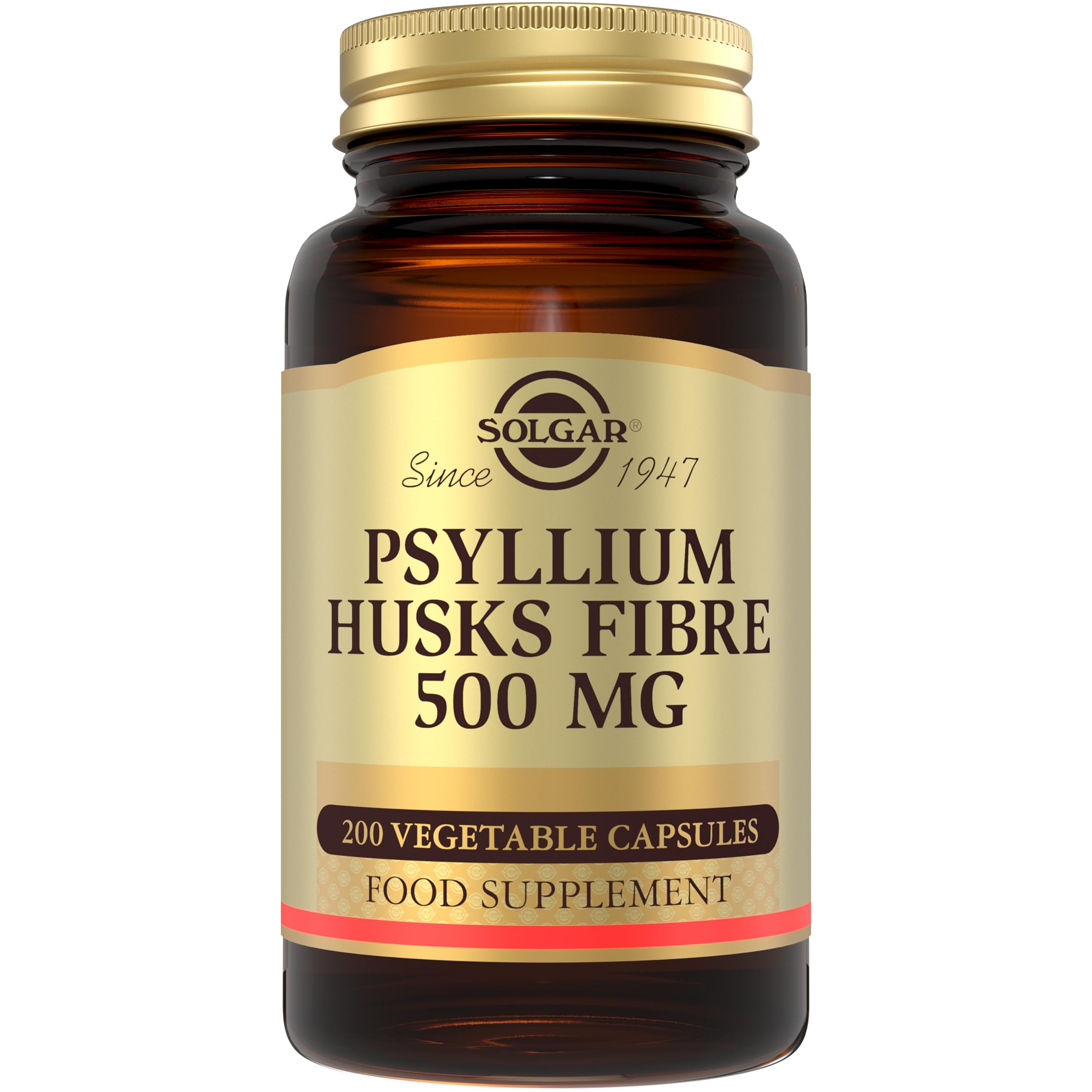 Psyllium Husks Fibre 500 Mg Vegetable Capsules - Pack of 200 - High in Soluble Fibre - Vegan