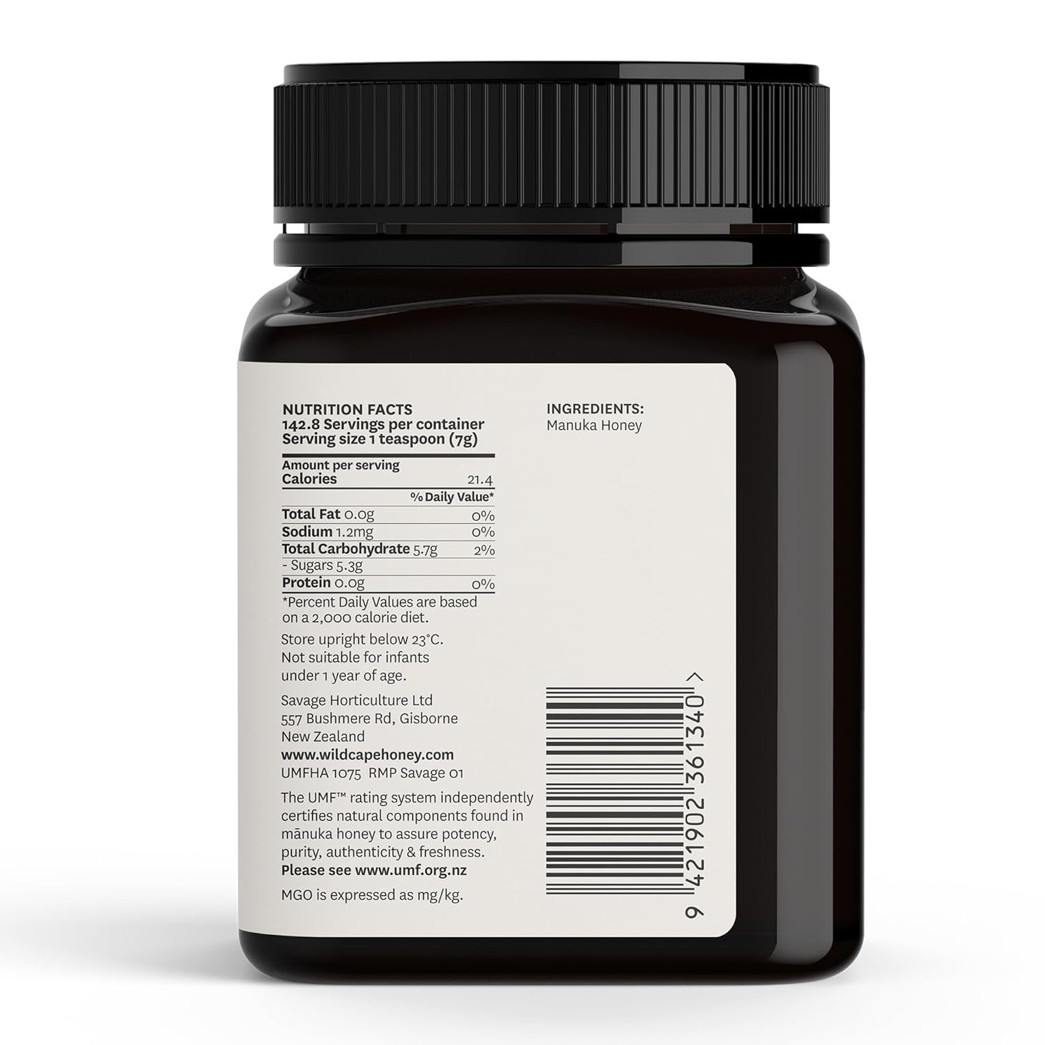 WildCape Manuka Honey Certified UMF 10+/MGO 263+ - 100% Pure, Raw, Unpasteurized, Non-GMO, Made in New Zealand - 35.2 oz (Pack of 1)