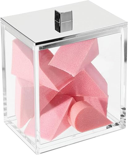 Miniatura 6 de MDesign Moderna encimera cuadrada de tocador de baño tarro recipiente organizador para hisopos de algodón, bolas de algodón, esponjas para el