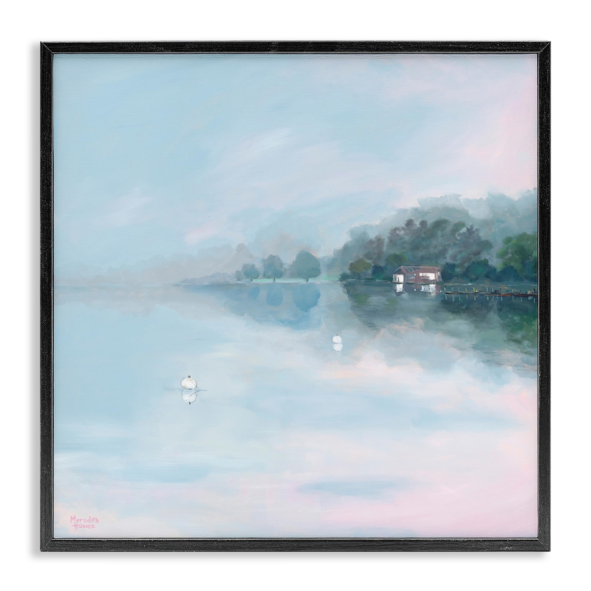 Stupell Industries Midnight Black (Textured) 'Morning At Lake Windermere'| Framed Giclee Art