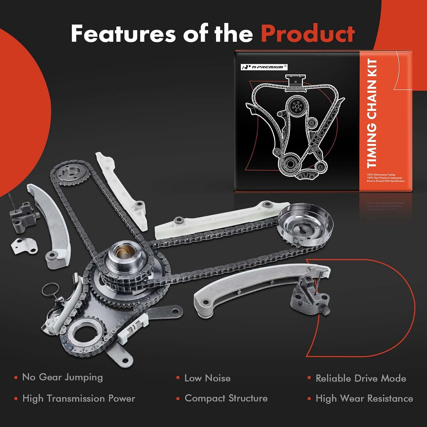 A-Premium 16PCS Engine Timing Chain Kit W/Tensioner & Sprocket & More [fits SOHC, 8Cyl 4.7L] Compatible with Dodge Dakota, Durango, Ram 1500 02-07 & Jeep Commander, Grand Cherokee & Mitsubishi Raider