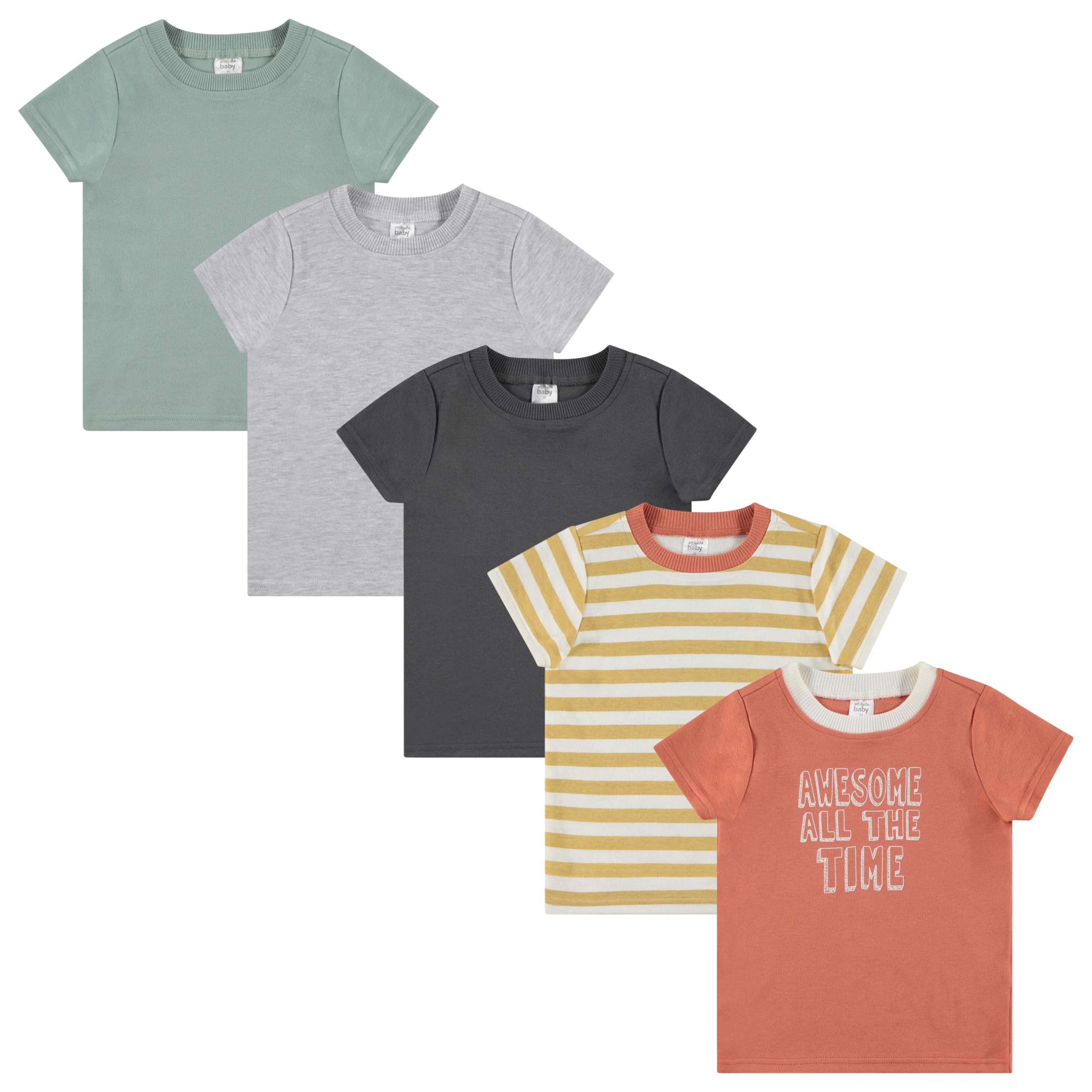 Cudlie 5-Pack Toddler/Baby Boy Short Sleeve Shirts - Premium Quality T-Shirt Tops
