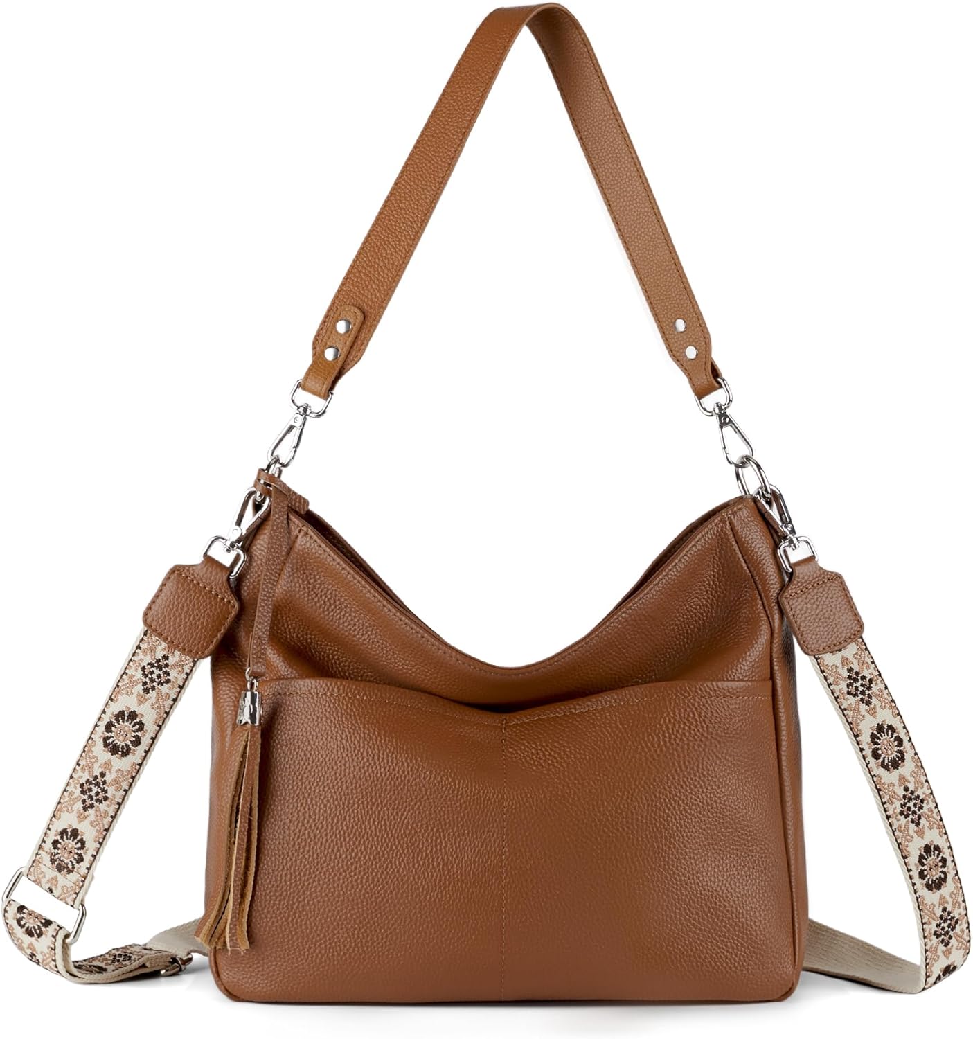 befen Genuine Leather Purse for Women, Soft Leather Crossbody Hobo Bag with 2 Removable Straps Womens Purses and Handbags