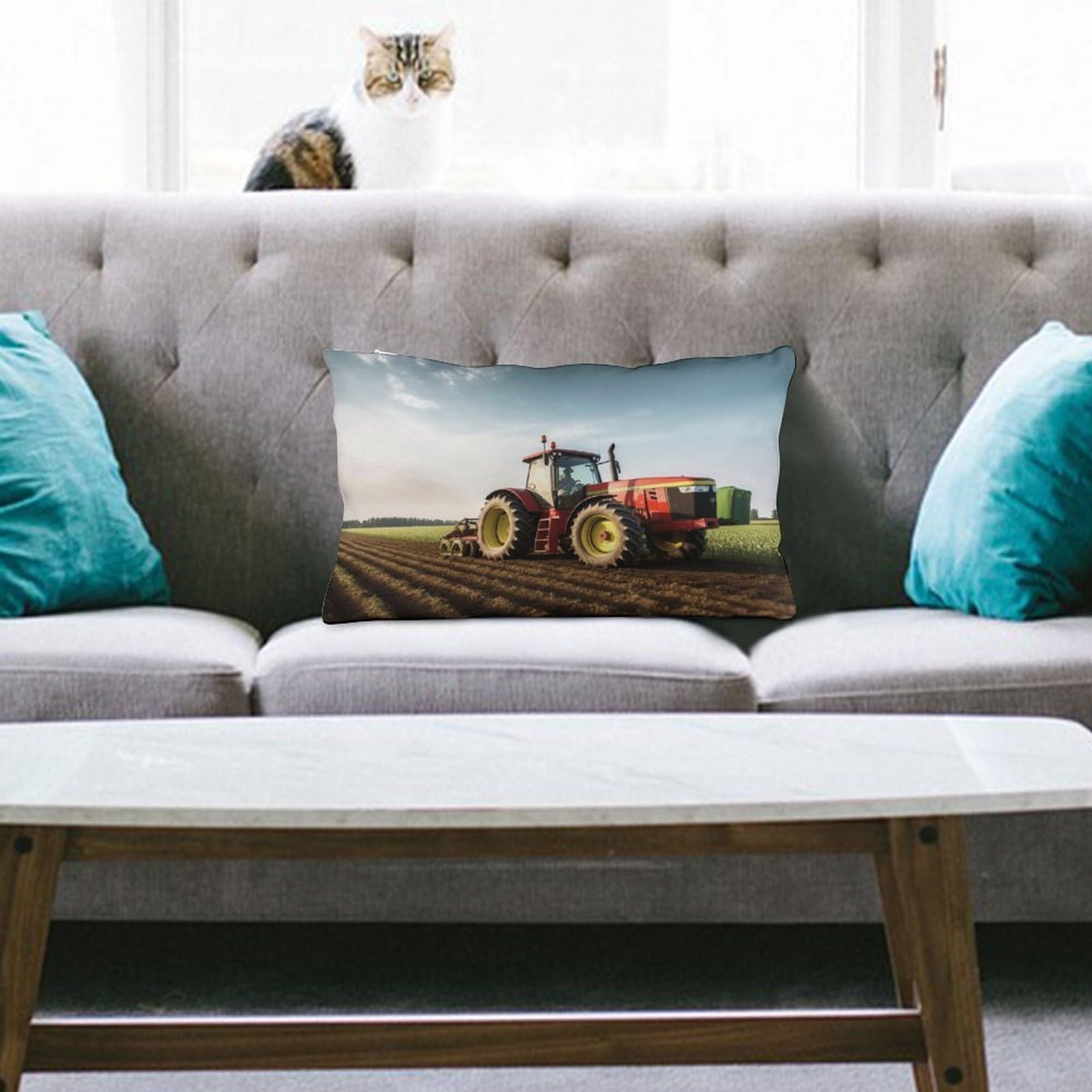 NTVOWPZO Decoration Throw Pillow Covers 8"x12" Pillowcases Covers Tractor Farm Soft Pillowcases Modern Farmhouse Home Decor Sofa Cushions Covers for Couch Bed Living Room