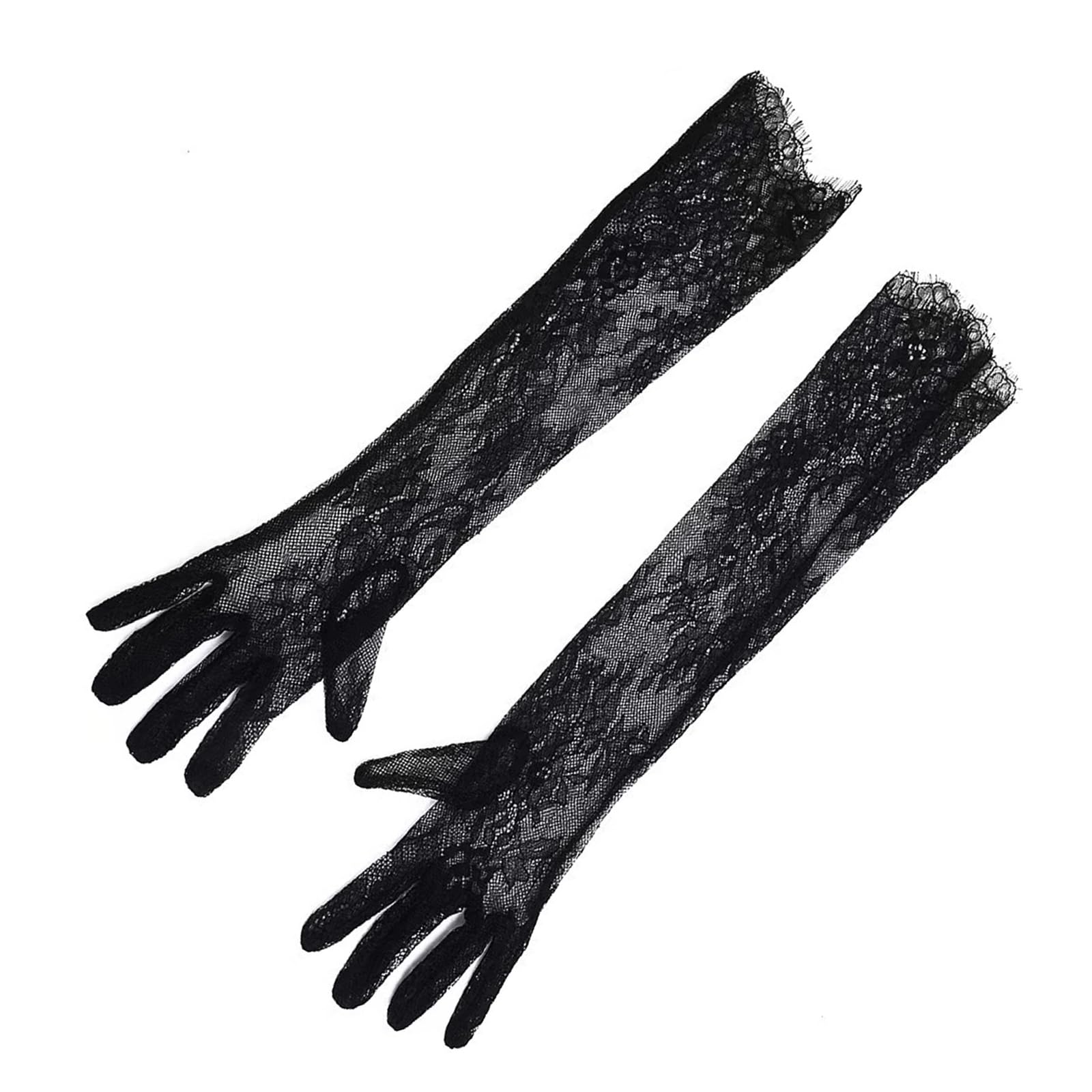 GMBYLBY 2pcs Sheer Lace Arm Length Gloves Wedding Women Fancy Short Tulle Mittens For Various Special Occasion Masquerades Gloves