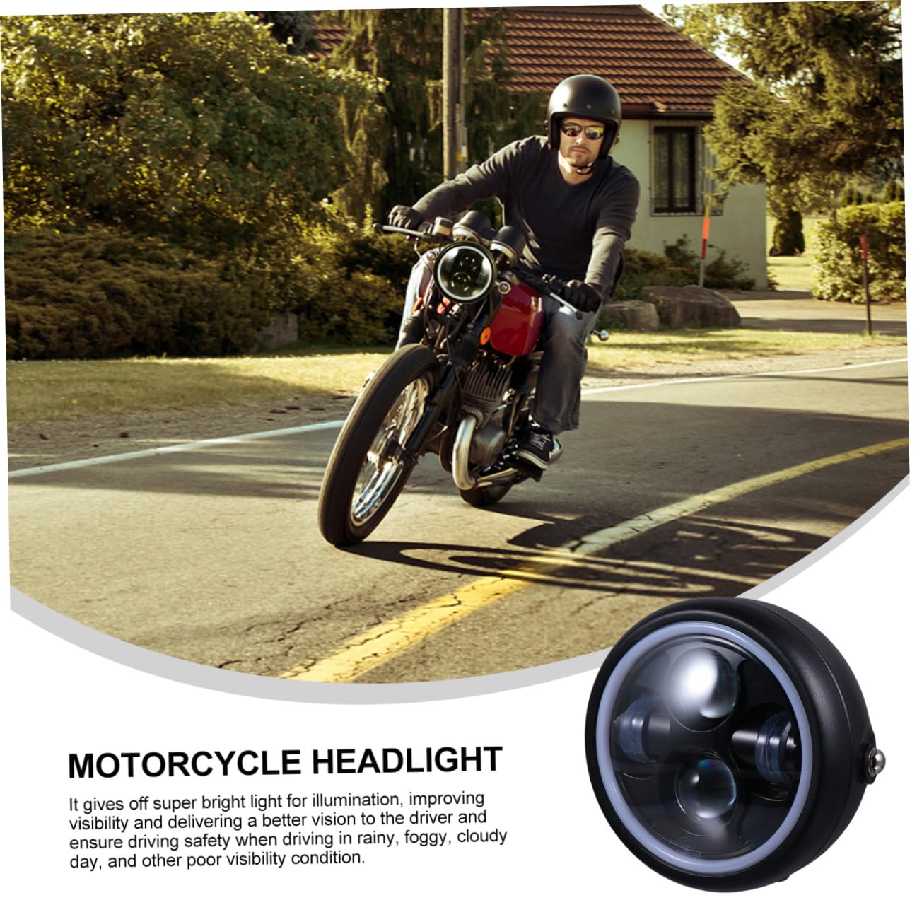 LED Inossidabile 35w 12v Vetro Retro Acciaio per Motocicletta Faro Sicura Guida Notturna in Condizioni di Nebbia e Pioggia
