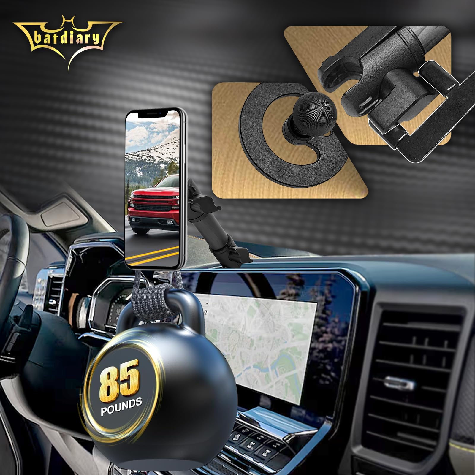 Soporte magnético para teléfono móvil compatible con Chevy Silverado 1500 2024 2025 Chevy Silverado GMC Sierra 2022 2023 2024 2025, accesorios de metal para teléfono celular, soporte de