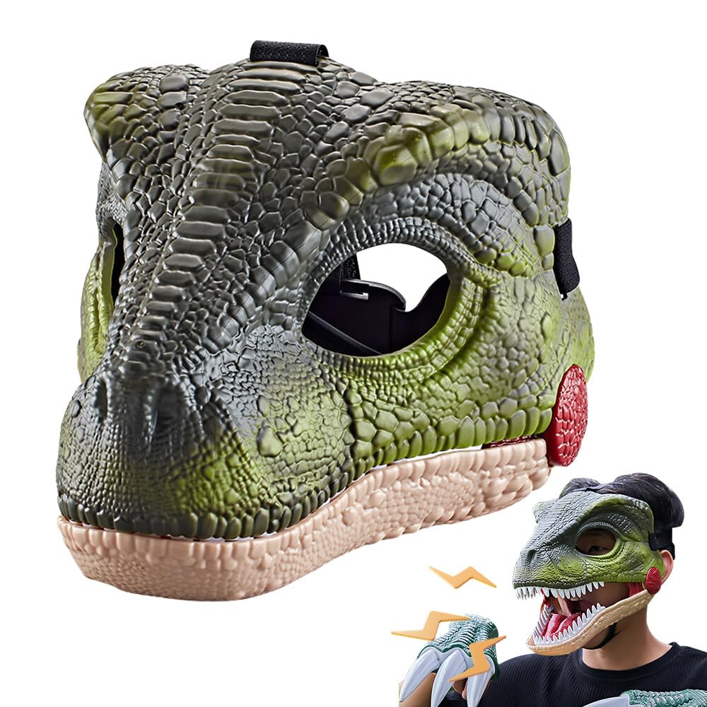HOVCEH Dino Mask - Moving Jaw Hard Plastic Halloween Mask with Funny Dinosaur Face and Movable Mouth Party Cosplay Props