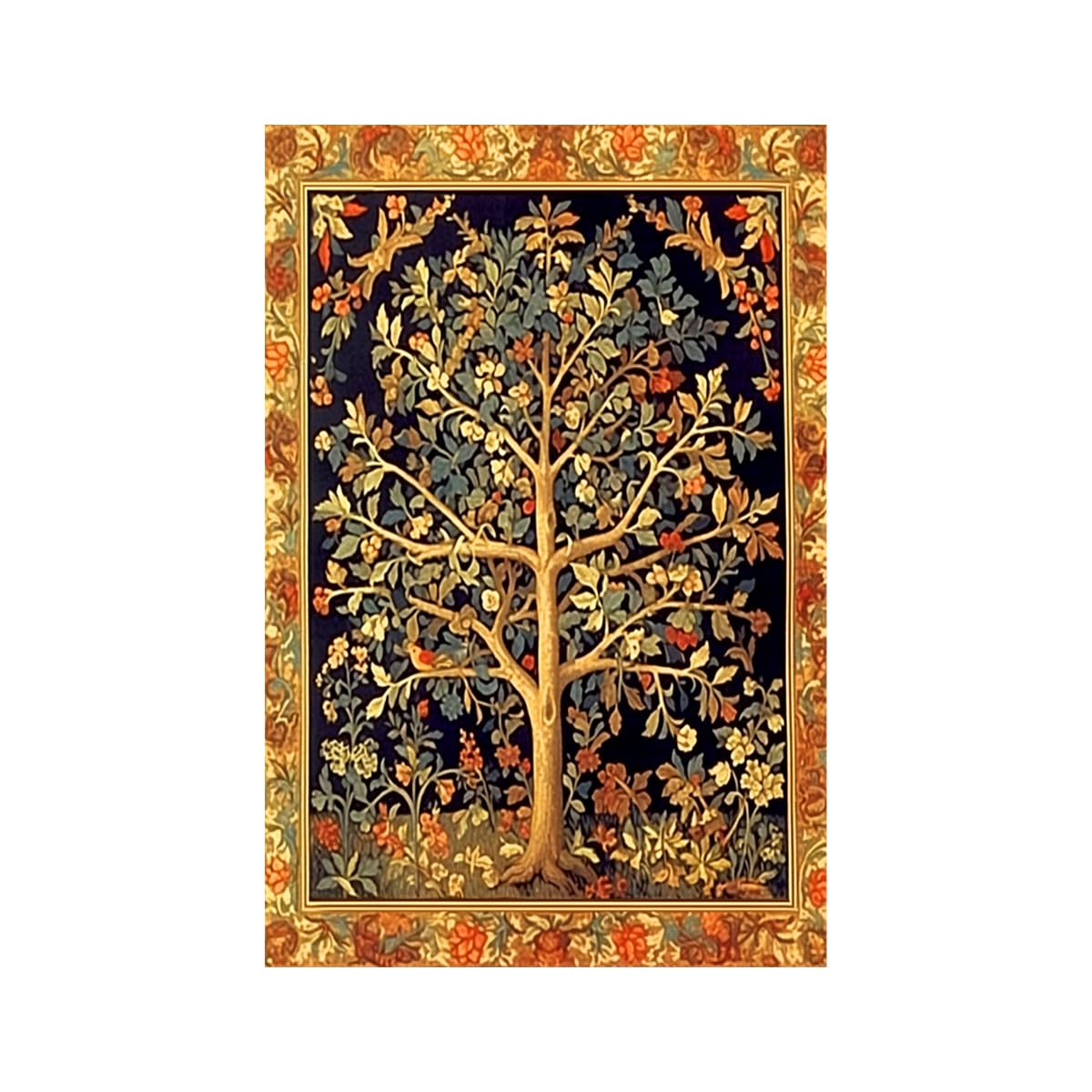 YEESAM ART Pre Printed Cross Stitch Kits for Adults & Beginners Tree of Life by William Morris, 11ct DIY Stamped Cross-Stitch Embroidery Sets Needlework 28x38cm Wall Art Home Decor