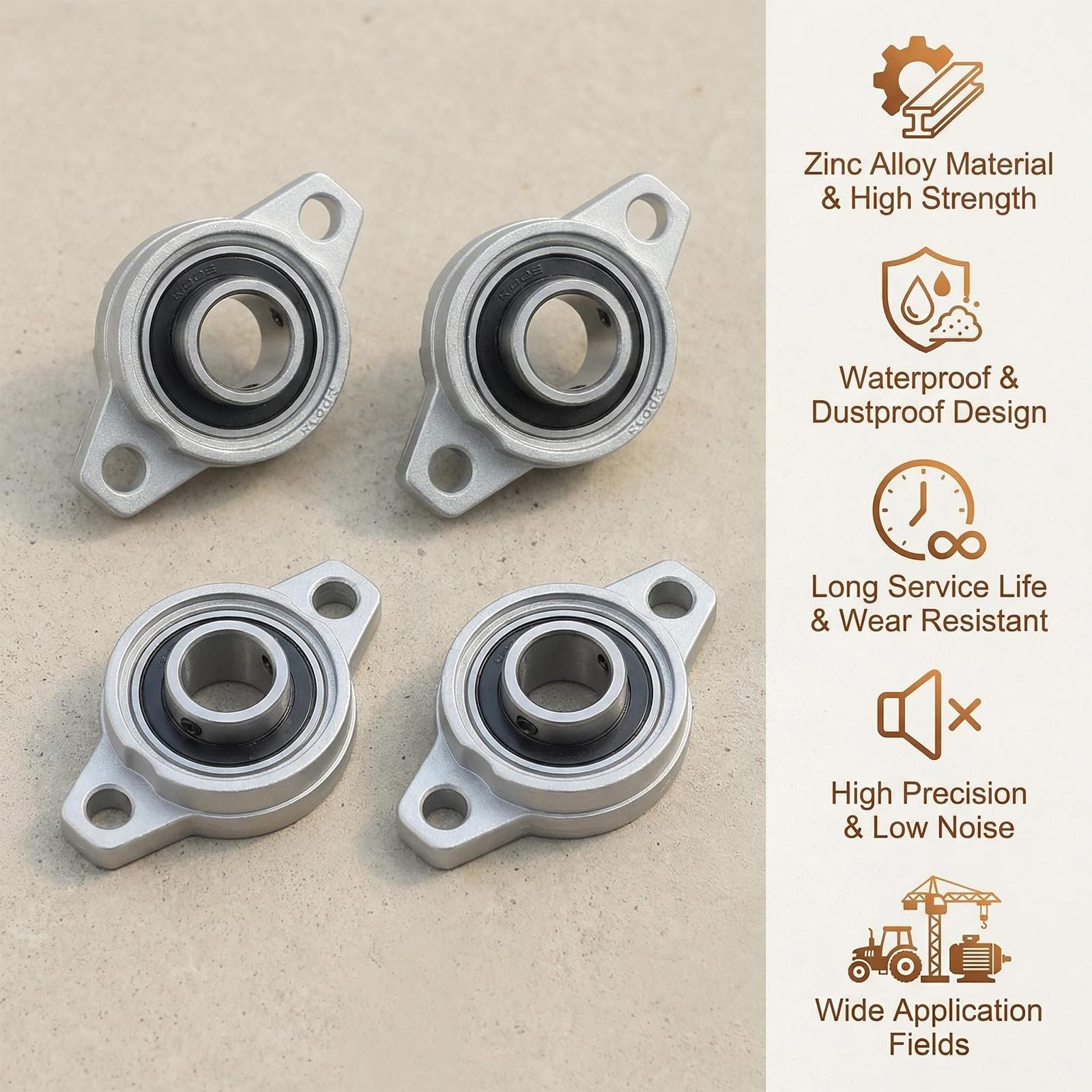 4 Pièces Paliers à Semelle, Roulements à Bride Rhombique, Blocs D'Oreiller, Roulements à Billes avec Bride (Diamètre Intérieur 12mm) - Pour Applications Mécaniques Industrielles, Bricolage et