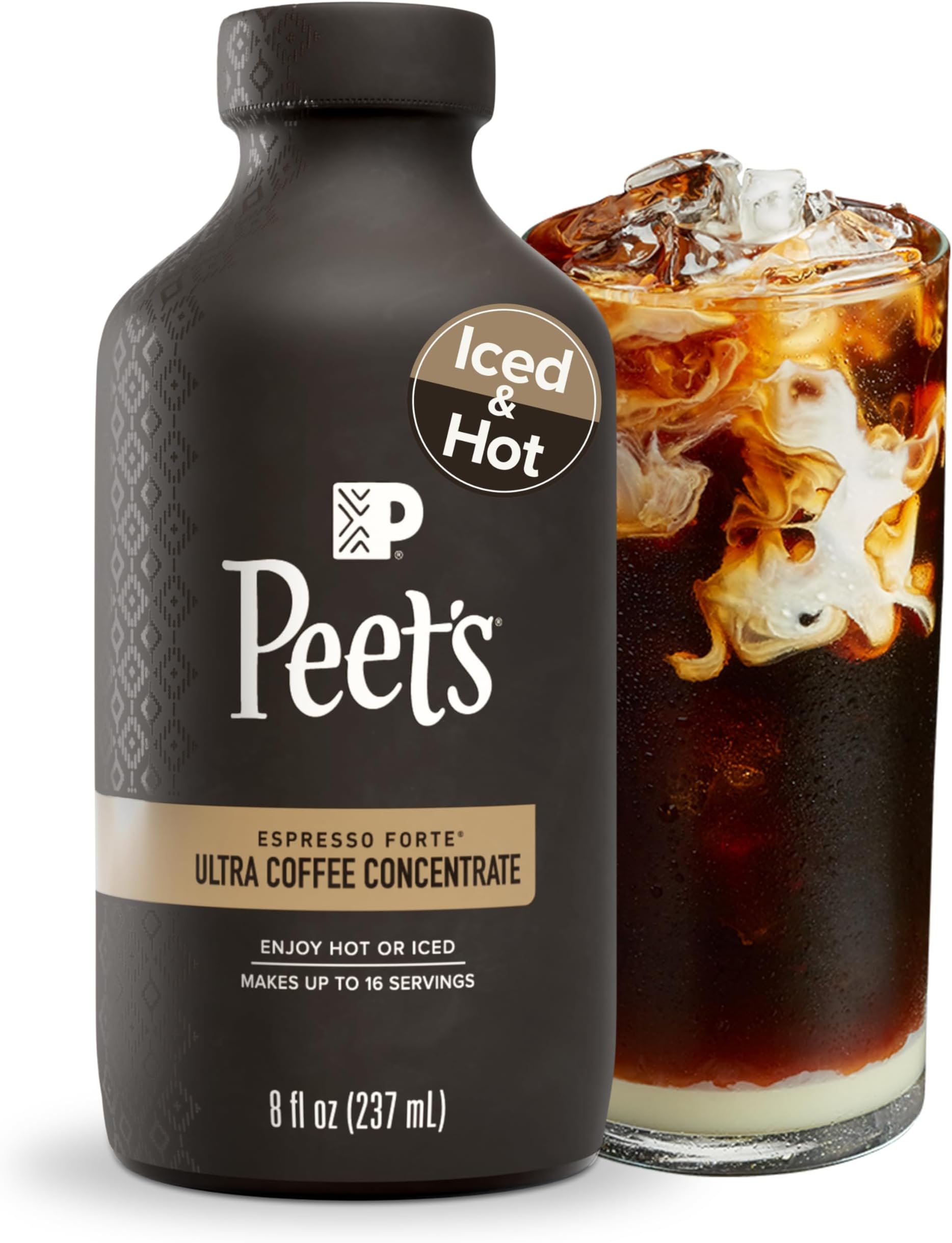 Peet's Coffee, Ultra Coffee Concentrate, Instant Hot, Cold Brew, or Iced Coffee, 100% Arabica Coffee - Espresso Forte, 8 Fluid Ounce Bottle (16 Servings)