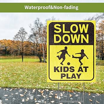 2 Pack Kids at Play Signs for Street with Metal Stake, Children at