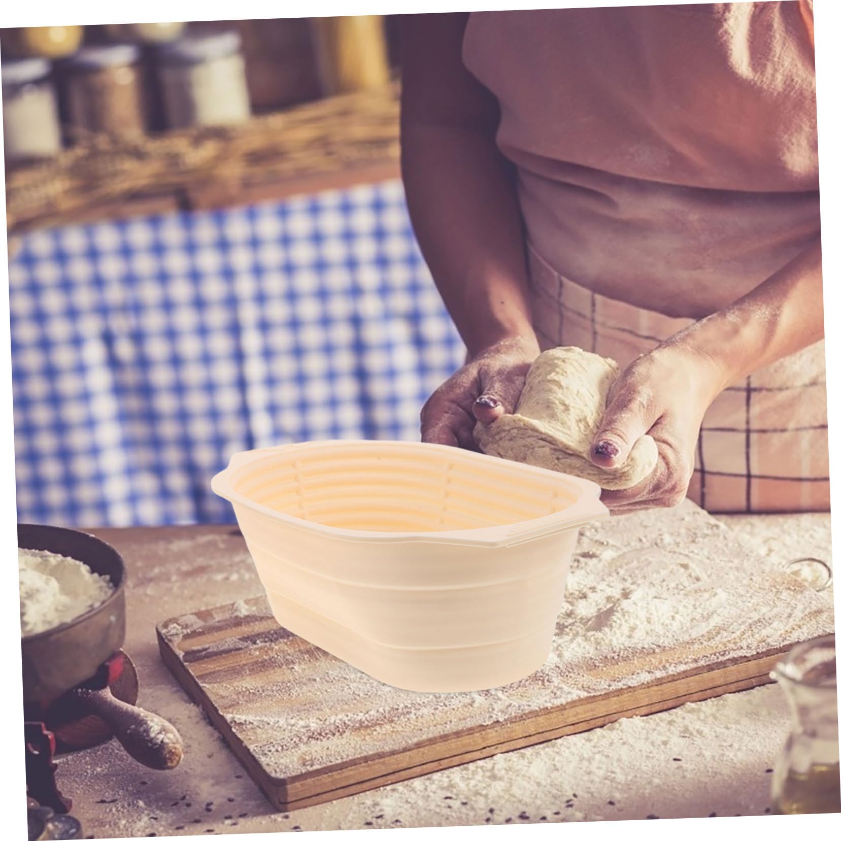 Cesta Banneton Redonda de Silicona para Fermentar Pan, 1 Juego