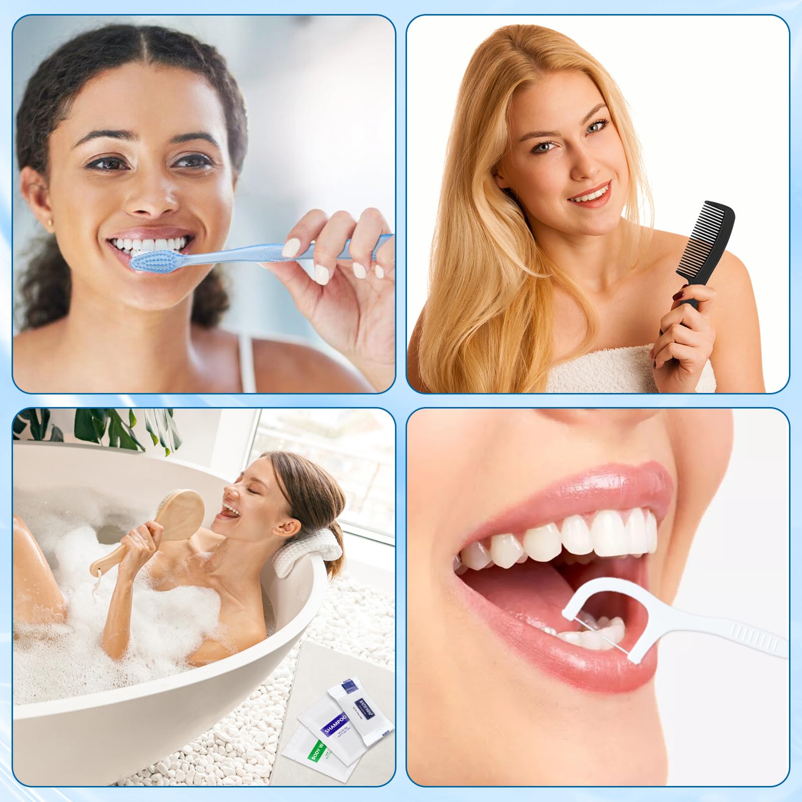 Lot de 50 kits d'hygiène en vrac pour sans-abri, trousse de toilette de base, fournitures de toilette jetables en vrac, brosses à dents jetables avec dentifrice et peigne emballés