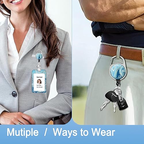 Miniatura 6 de Soporte para insignia, carrete de insignia con clip giratorio para cinturón, carrete retráctil resistente, soporte deslizante para tarjetas de