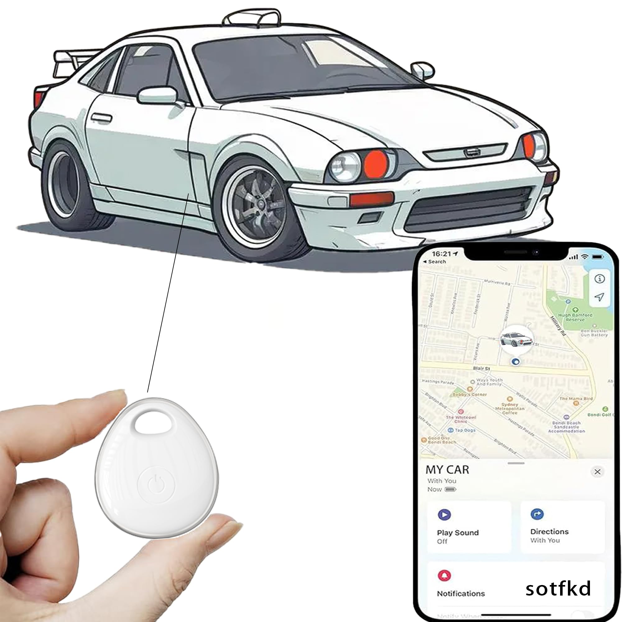 GPS Tracker for Vehicles, Portable Car GPS Tracker, Tracker Device for Vehicles, Car Tracker Device (Only iOS) | MFi Certificated | No Monthly Fee | Waterproof
