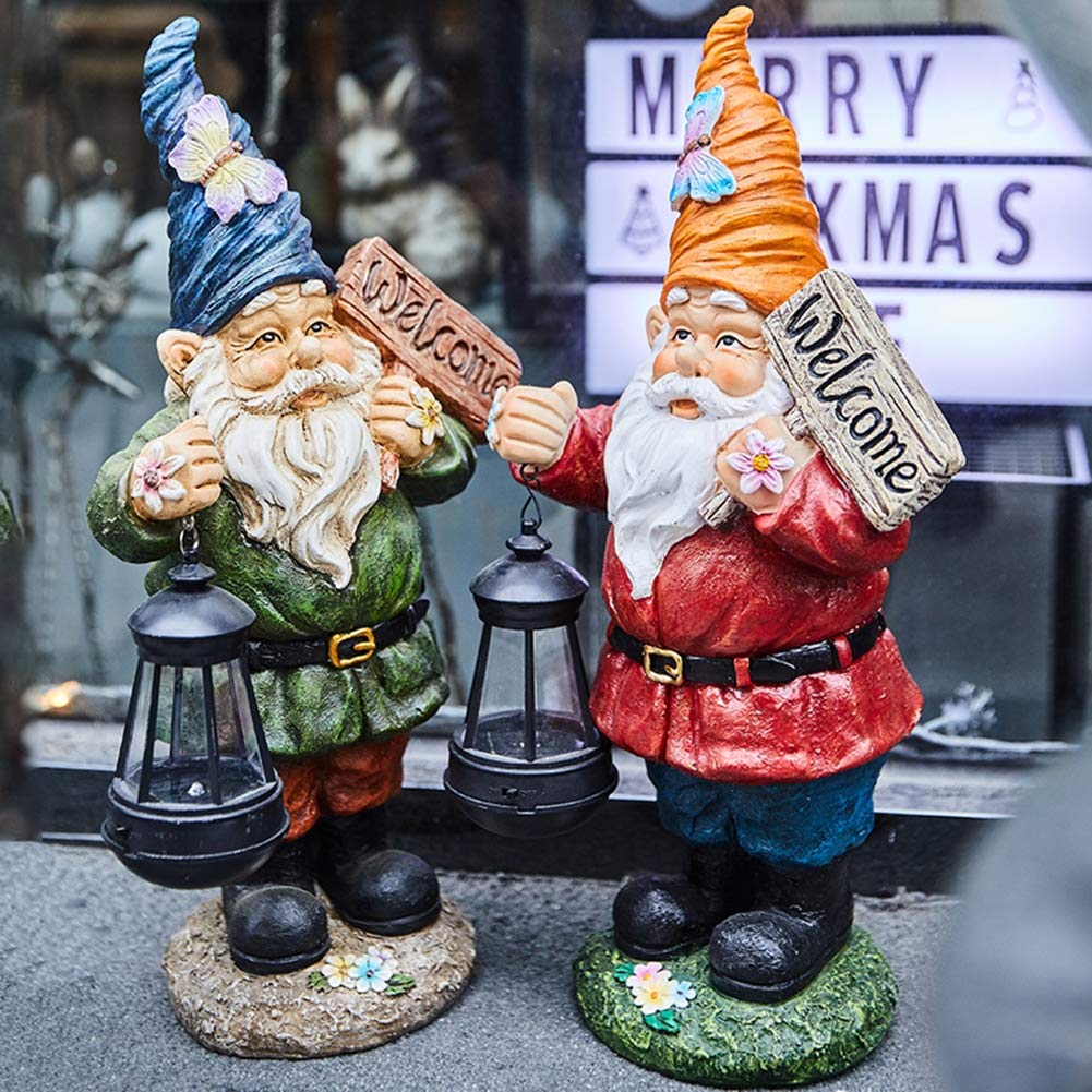 Escultura de decoración de jardín, estatua de gnomo enano, estatua de Papá Noel, estatua de resina, manualidades, jardín, patio, césped, adorno rojo bueno