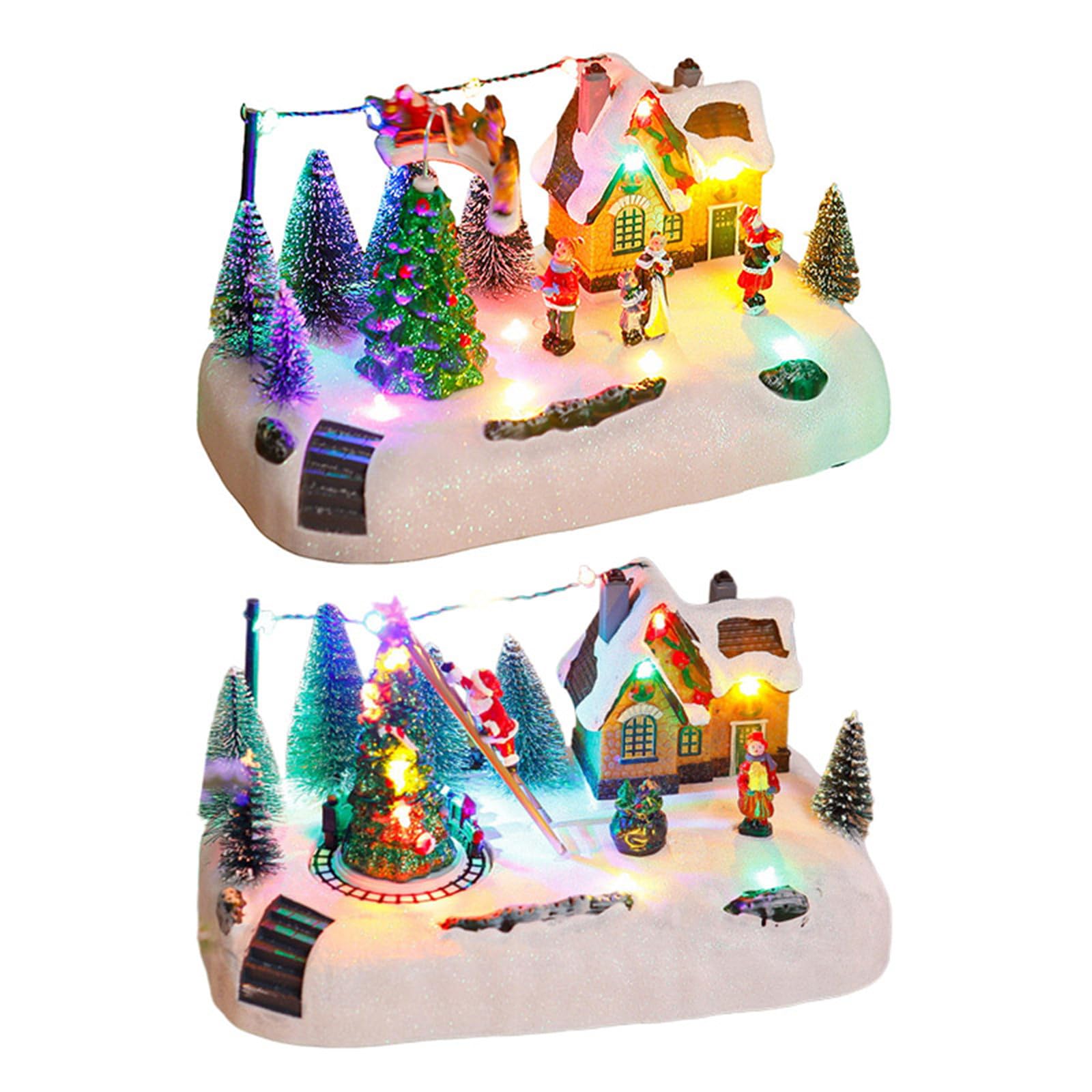 Aurgiarme Decorazione natalizia in resina a tema con funzioni musicali e illuminazione ornamento per genitori e figli, attività di decorazione per feste di Natale