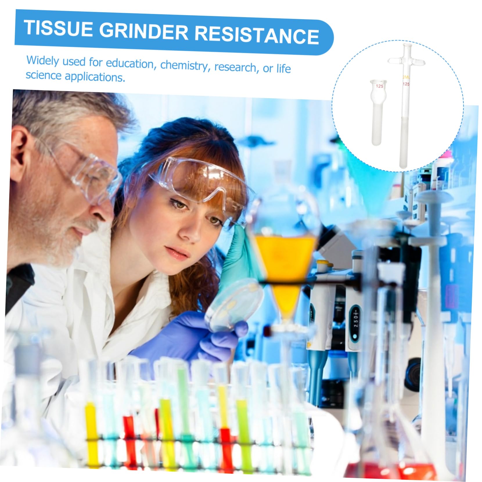 Laboratory Apparatus Vacuum Laboratory Tool Tissue Grinder Homogenizer Dounce Mini Homogenizer Science Experiment Glassware Gas Cell Homogenizer Labs Glassware Supplies Gas Tissue NAMOARLY