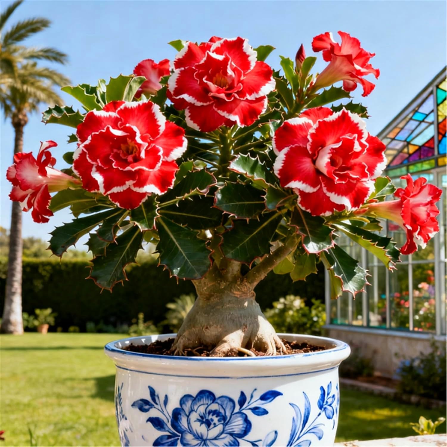 Noble Desert Rose Bulbs Perennial UK, Rare and Beautiful Adenium Rhizome in Bulk,Planting for Stunning Garden Displays-1 Rhizome-G