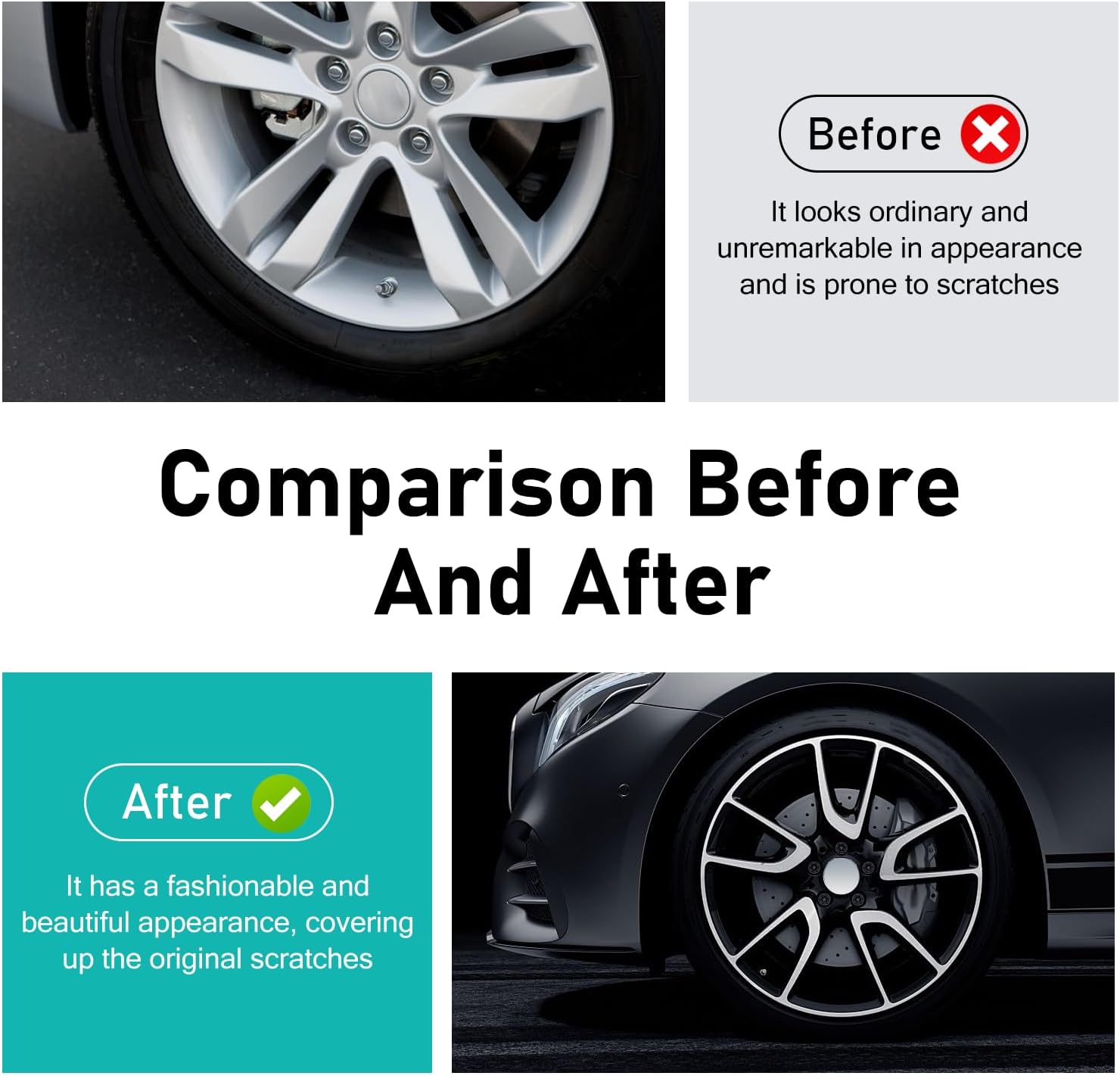 4 PCS Wheel Center Caps, ABS Plastic Snap-in Hub Cap, Waterproof Scratch-Resistant Rim Cover Fit for wheels with diameters between 1.96 and 2.1 inches, Universal for Most Cars (Silver)