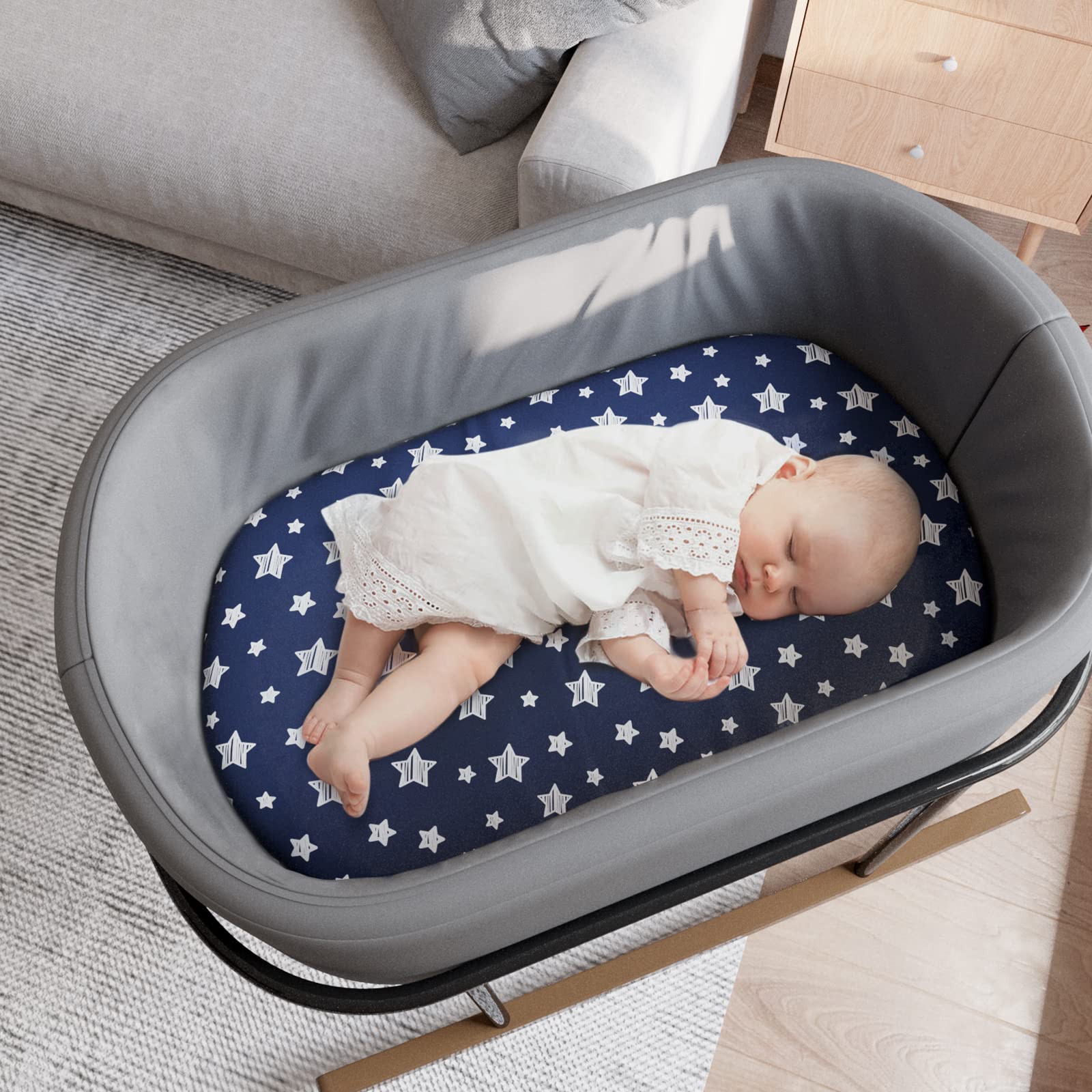 Crib Mattress Protector Baby Bassinet Sheet,Stretchy Bassinet