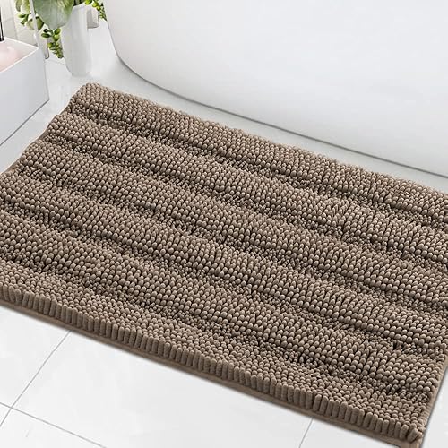 Miniatura 143 de H.VERSAILTEX Alfombras de baño antideslizantes extragruesas de felpilla a rayas 24" x 36" Absorbentes, antideslizantes, suaves, esponjosas