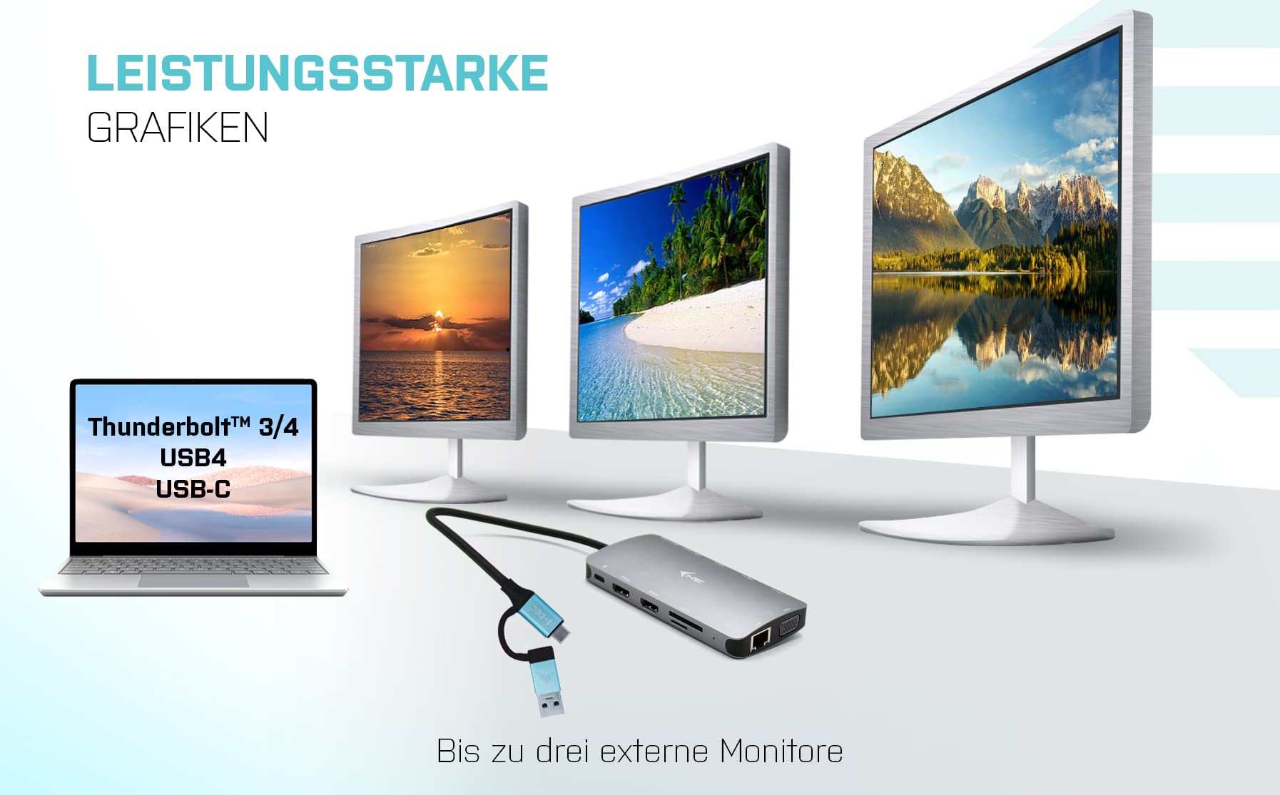 I-TEC USB-C Metal Nano Dock 2xHDMI 1xVGA 1xSD Cardreader 1xmicroSD Cardreader 1xGLAN 3xUSB 2.0 1xUSB 3.2 1xUSB-C3.2Data 1xUSB-C PD