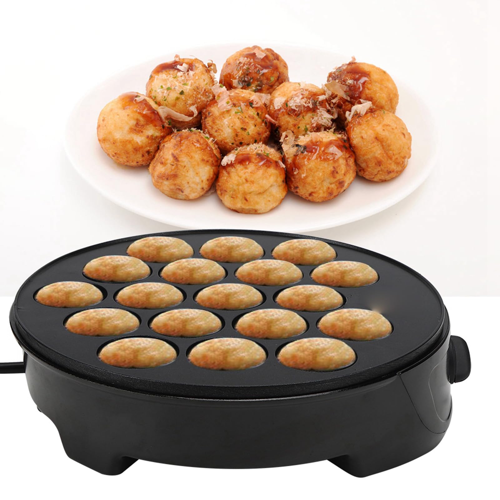 lyrlody Macchina per Takoyaki 18 Stampi Rotondi 750W Rivestimento Antiaderente