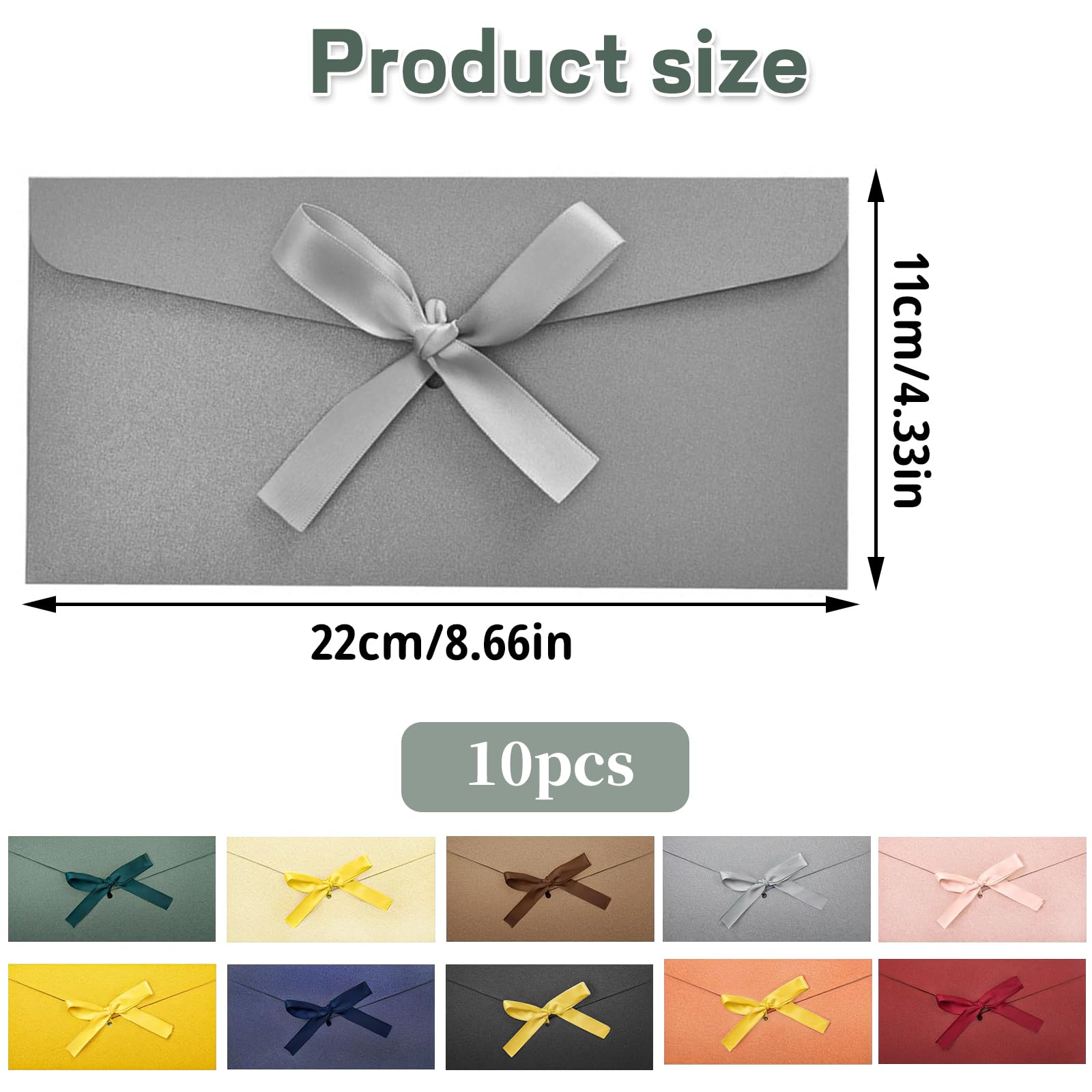 SUPGOD 10 Pcs Enveloppes Rétro Colorées en Papier Kraft avec Ruban pour Cadeau Noel