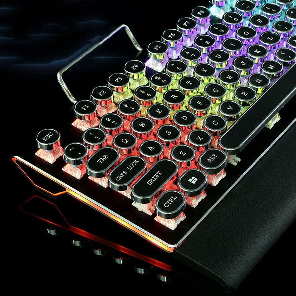 Clavier mécanique switch vert avec switch amovible 104 touches rétro en métal noir