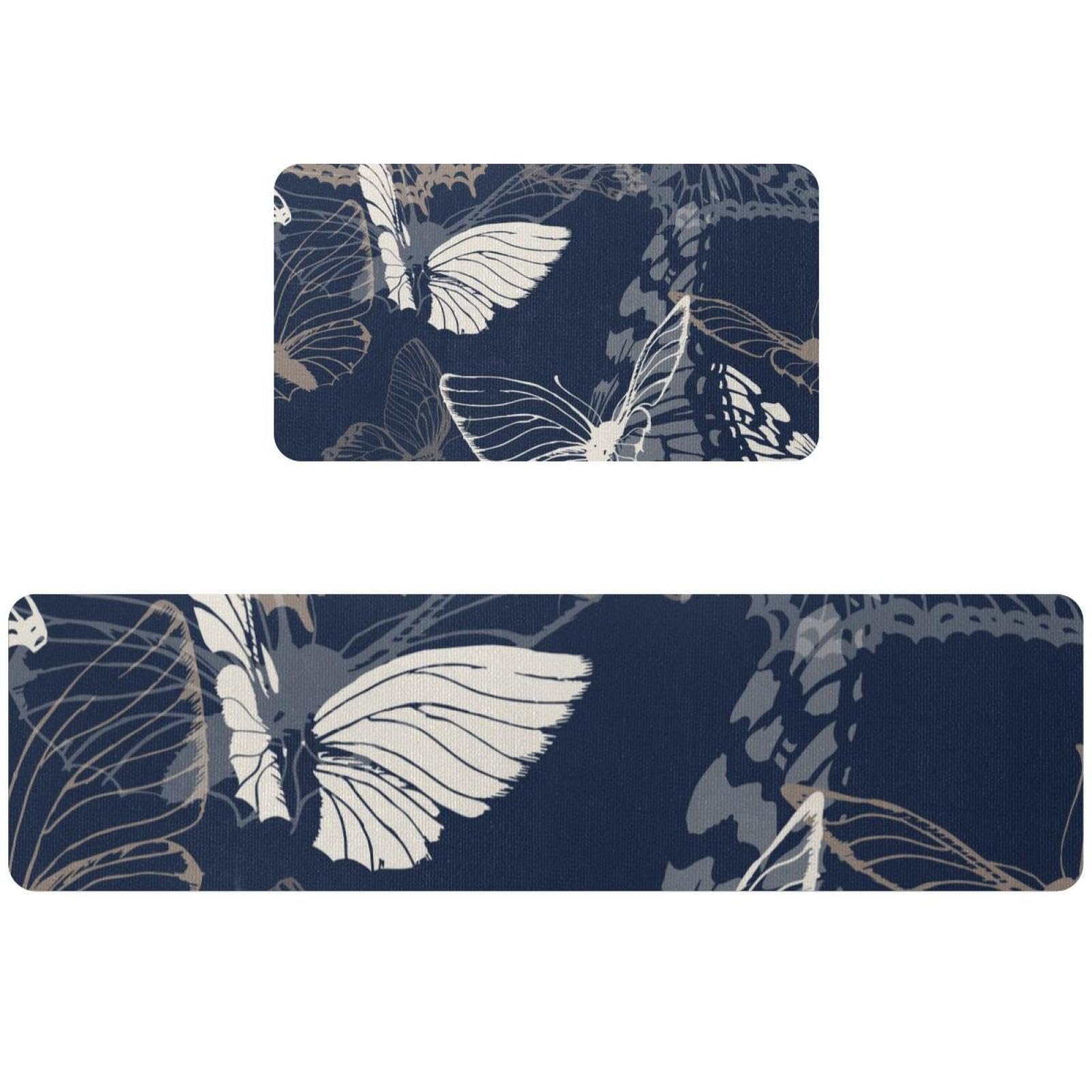 Alfombrilla de cocina lavable y absorbente con mariposas que brillan en la oscuridad