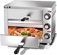 PYY 12-Inch Double Decker Commercial Pizza Oven - 2-Layer Countertop Electric Cooker with Timer, Stainless Steel for Home, Party, Restaurant