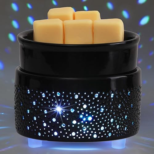 Geronland Wax Melt Warmer Ceramic 3-in-1 Oil Burner Electric Candle Wax Warmer Burner Heating Plate Melter Fragrance Warmer for Scented Waxs Home Office Bedroom Aromatherapy Gift& Décor (Black) - Black